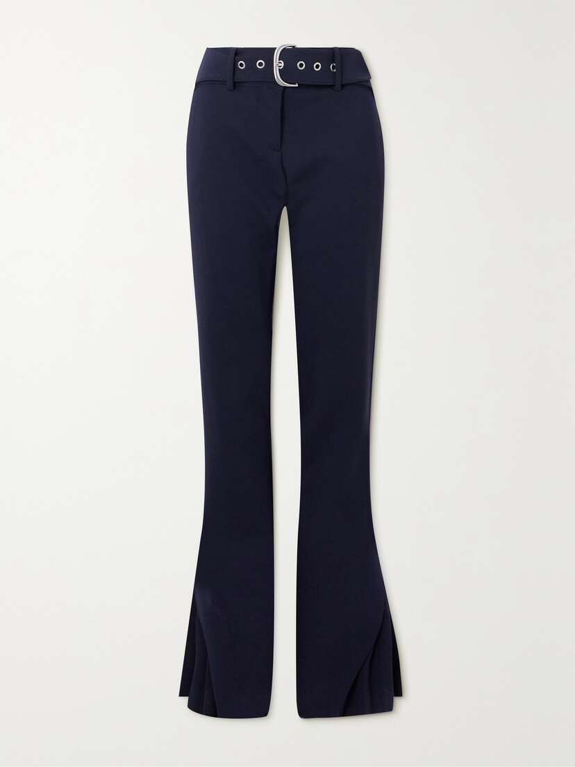 Off-White Belted Wool-blend Slim-leg Pants