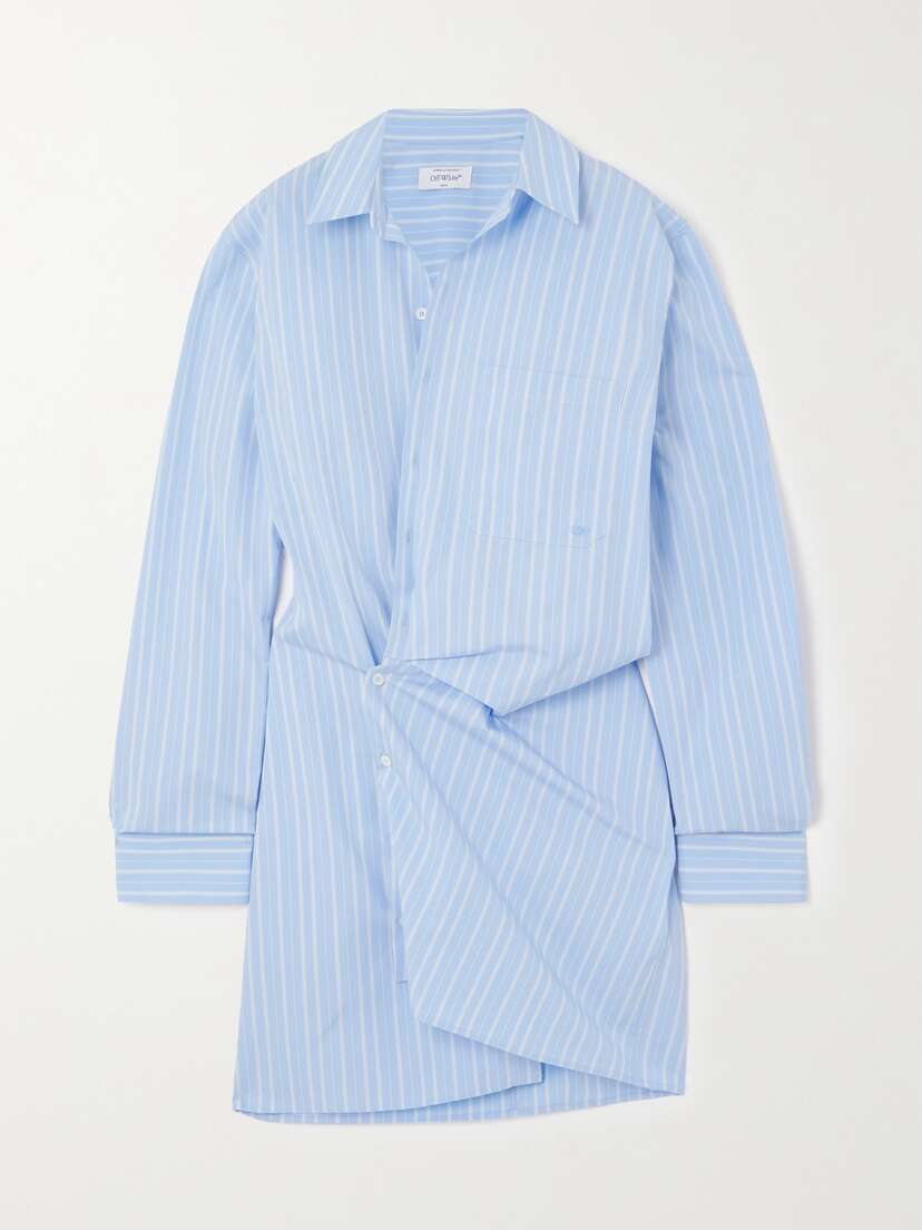 Off-White Striped Cotton-poplin Mini Shirt Dress