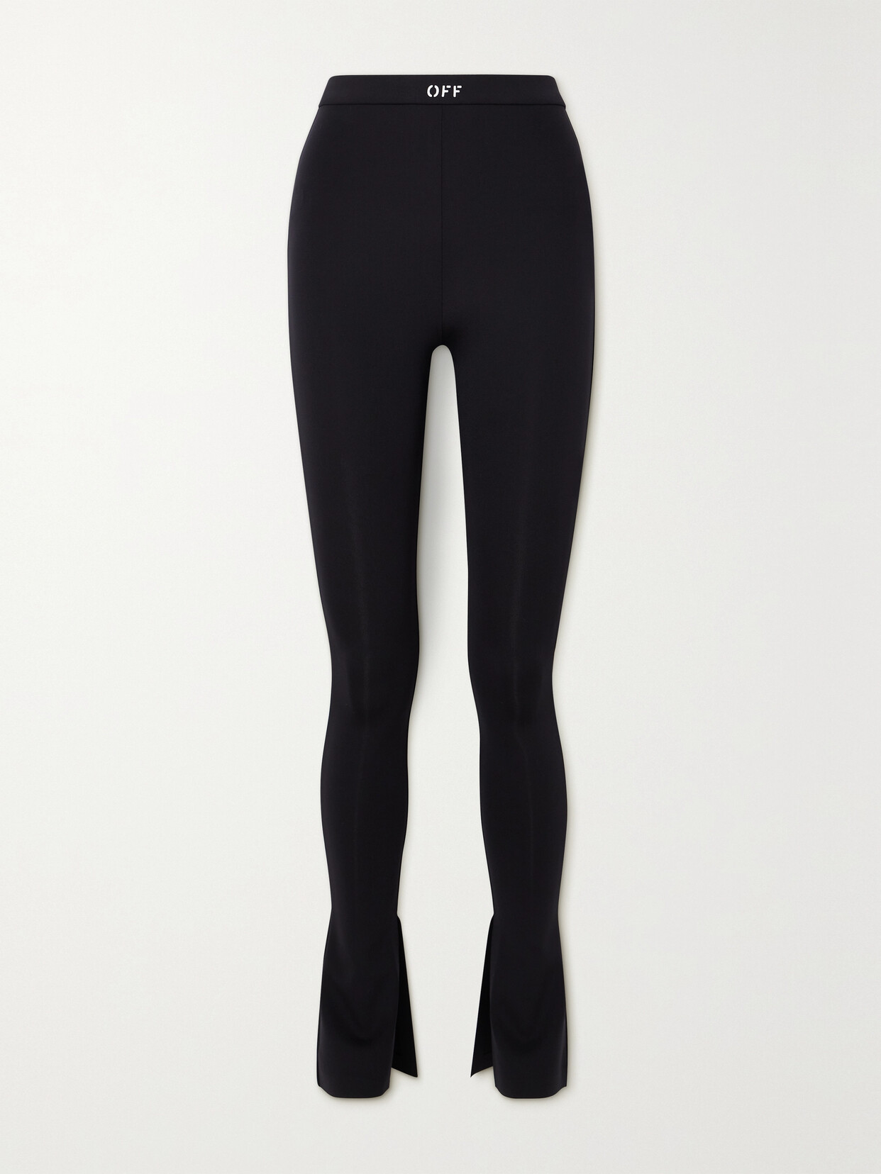 Off-white Printed Stretch-ponte Leggings In Black