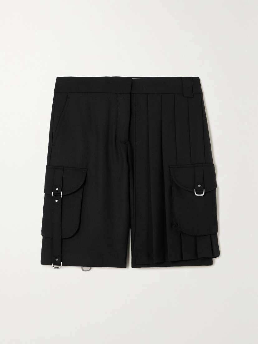 Off-White Embellished Pleated Crepe Cargo Shorts