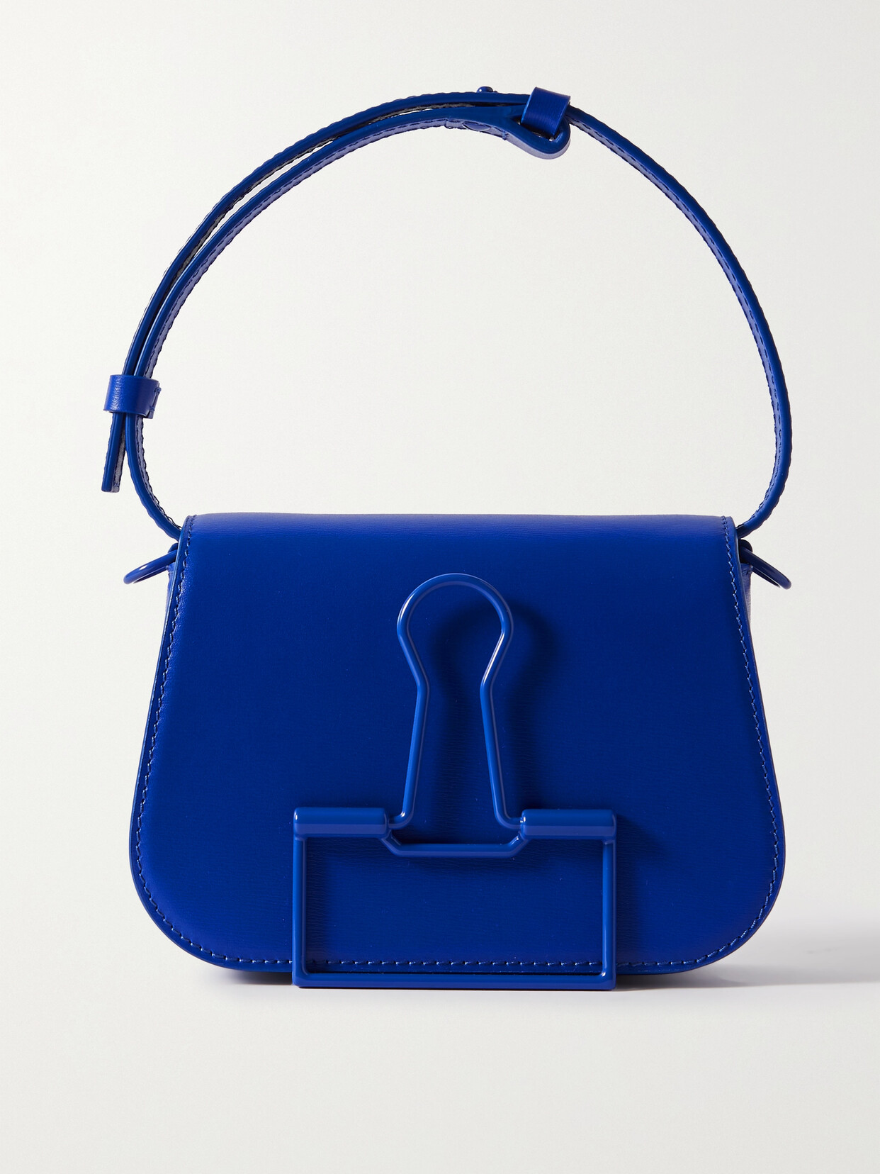 Off-white Skeleton Binder Leather Shoulder Bag In Blue