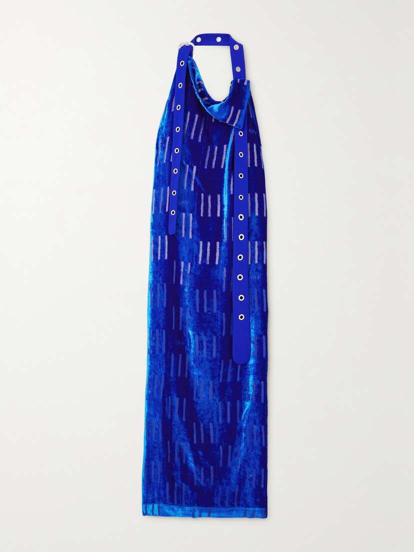 Off-White Draped Devoré Velvet Maxi Dress