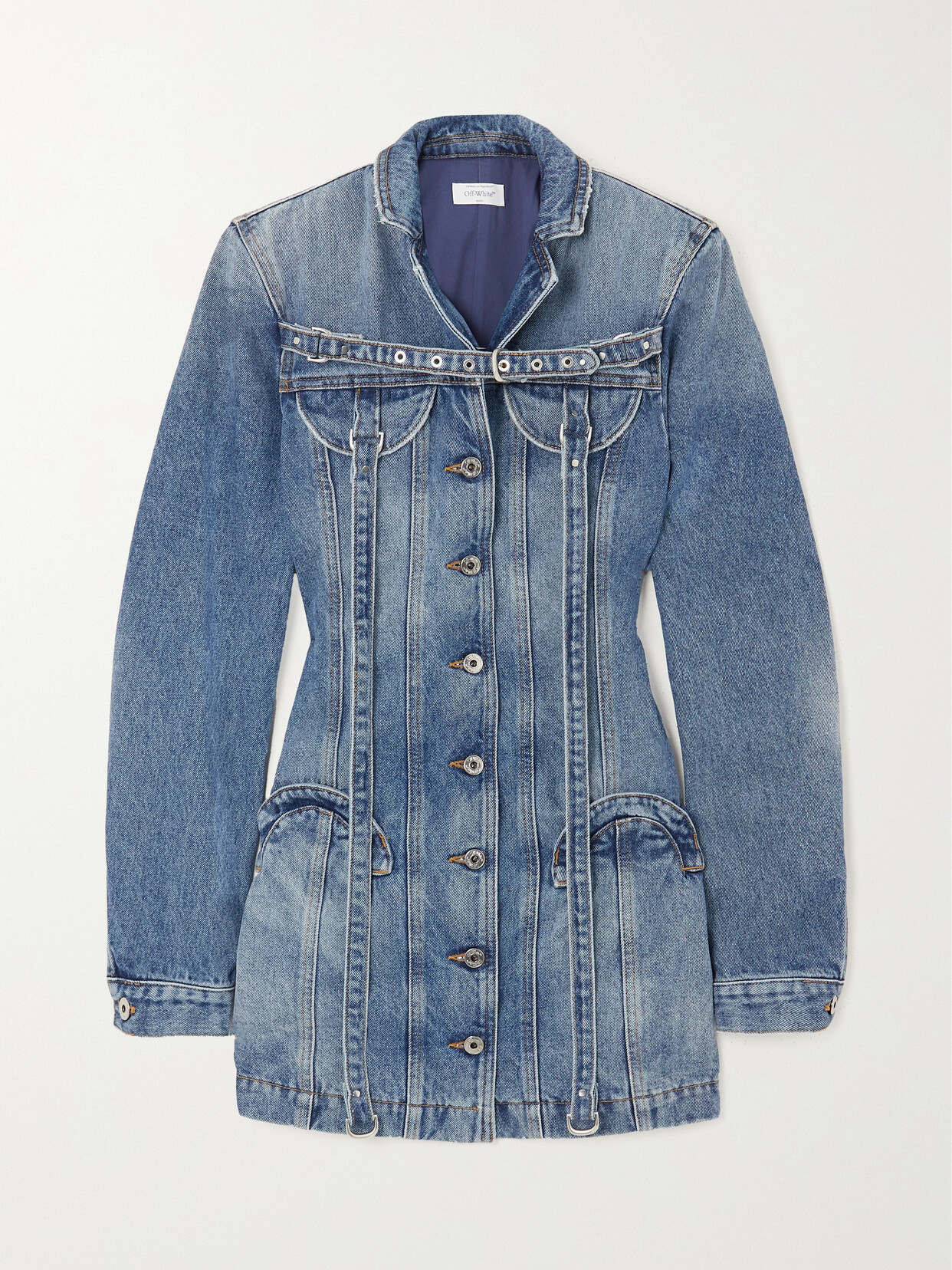 Off-white Denim Mini Dress In Blue