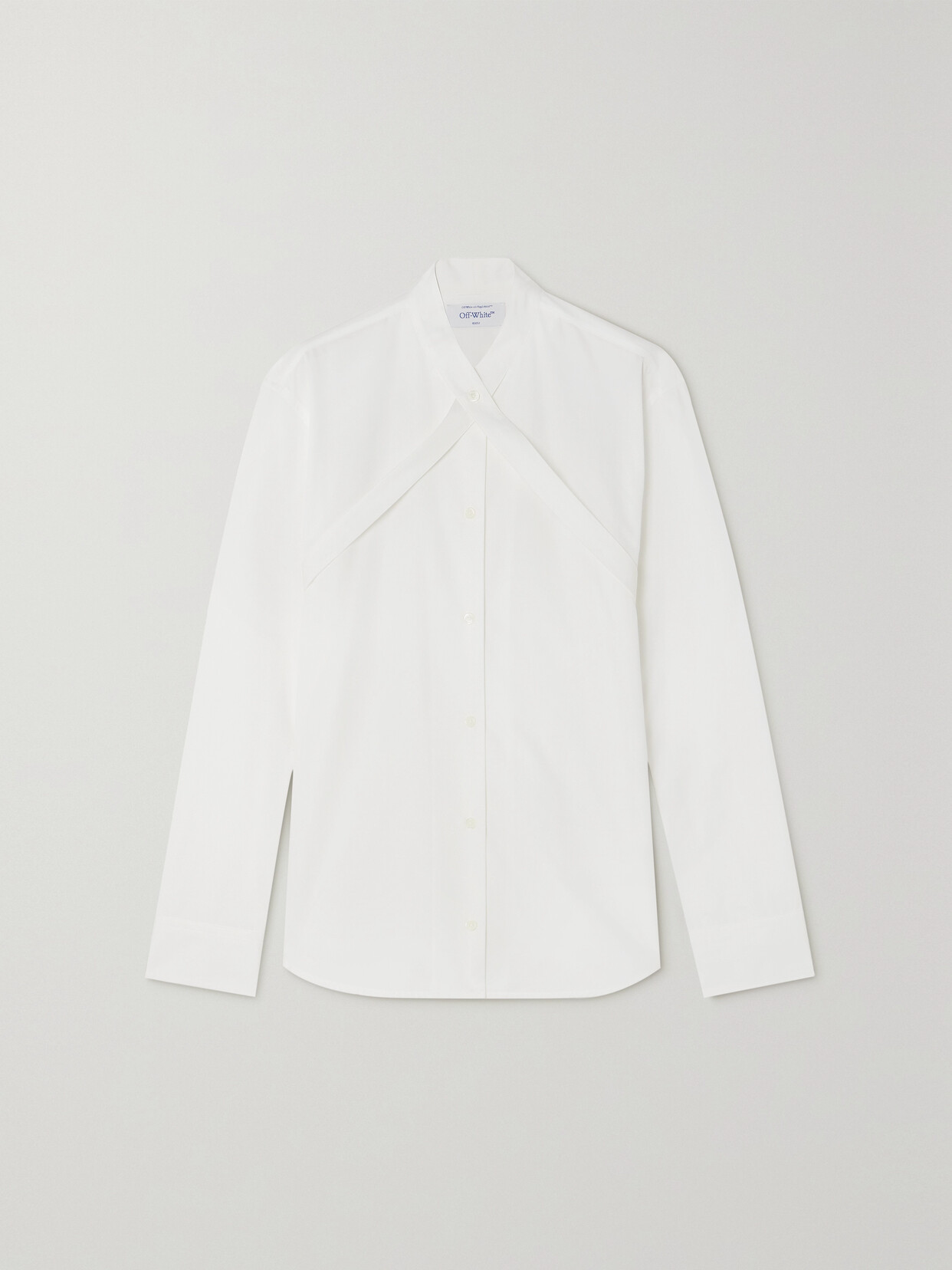 Off-white Poplin Cross-belt Button-front Shirt In White