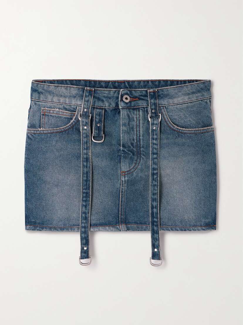 Off-White Distressed Denim Mini Skirt