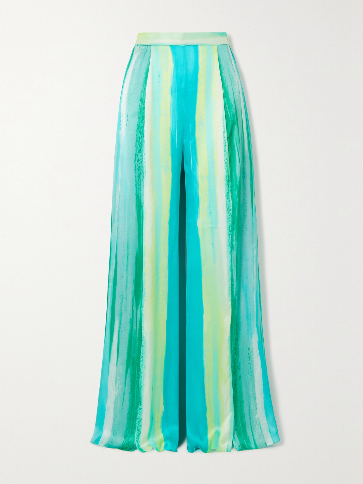 Halpern - Striped Satin Wide-leg Pants - Green