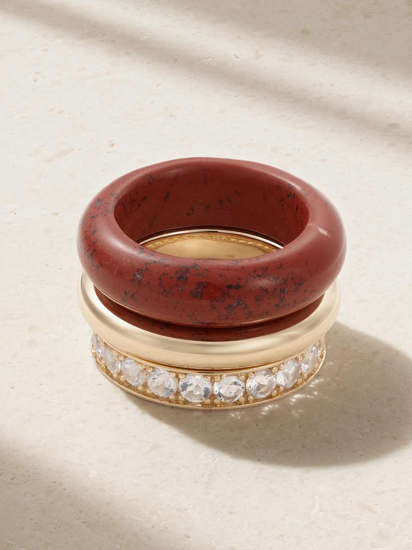 By Pariah + Net Sustain Set Of Three 14-karat Recycled Gold Multi-stone Rings
