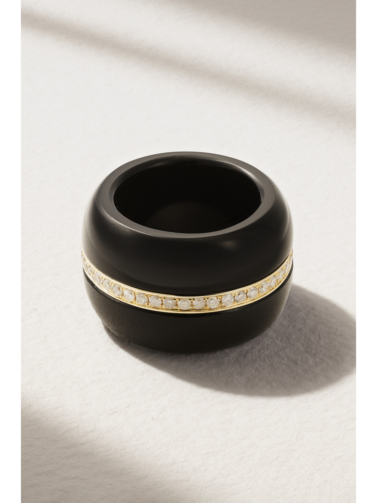 Shop By Pariah Pebble 14-karat Gold, Onyx And Diamond Ring In Black