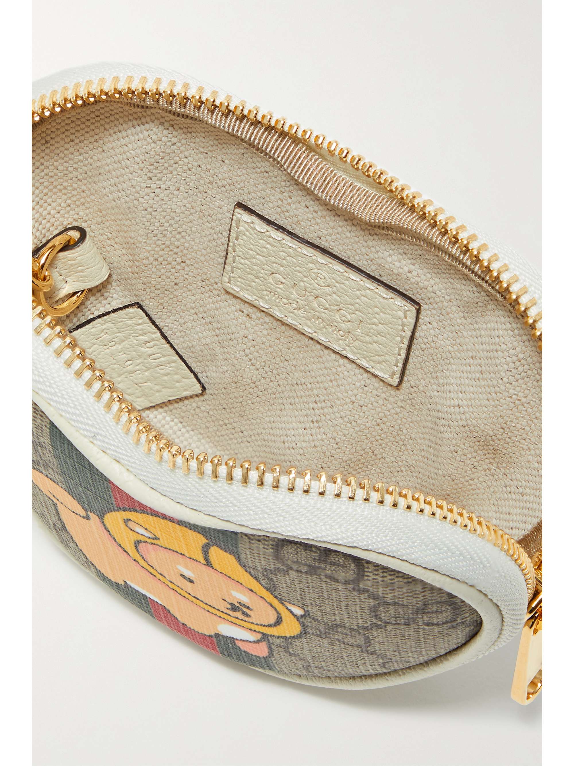 GUCCI Kawaii printed leather-trimmed coated-canvas coin purse