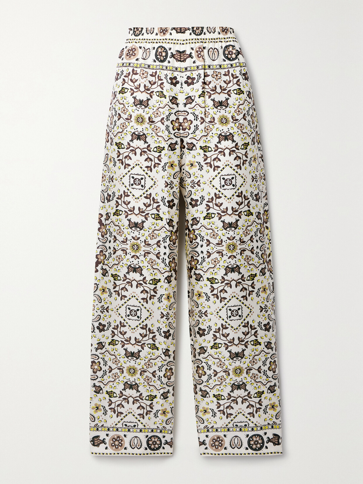 Tory Burch - Printed Silk-twill Wide-leg Pants - Ivory