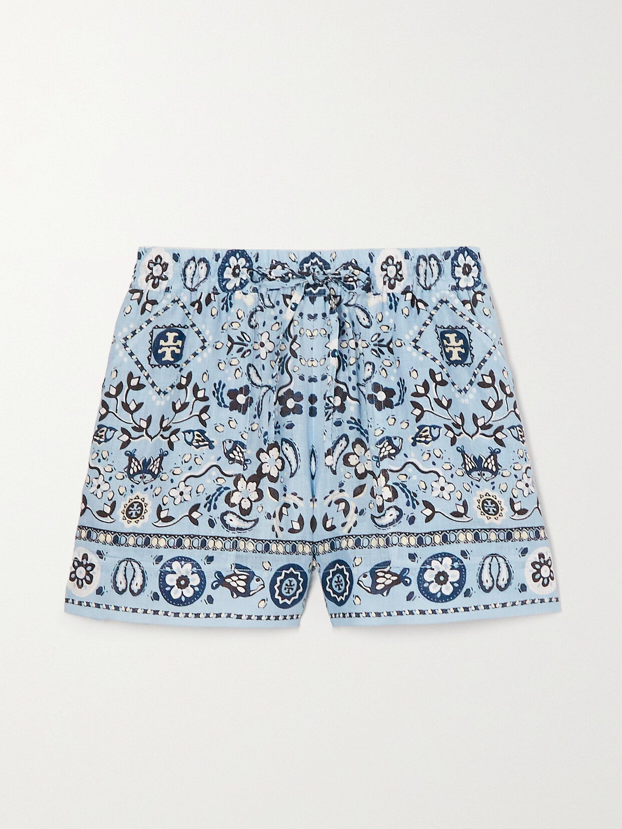 Tory Burch - Pisces Dream Printed Linen Shorts - Blue