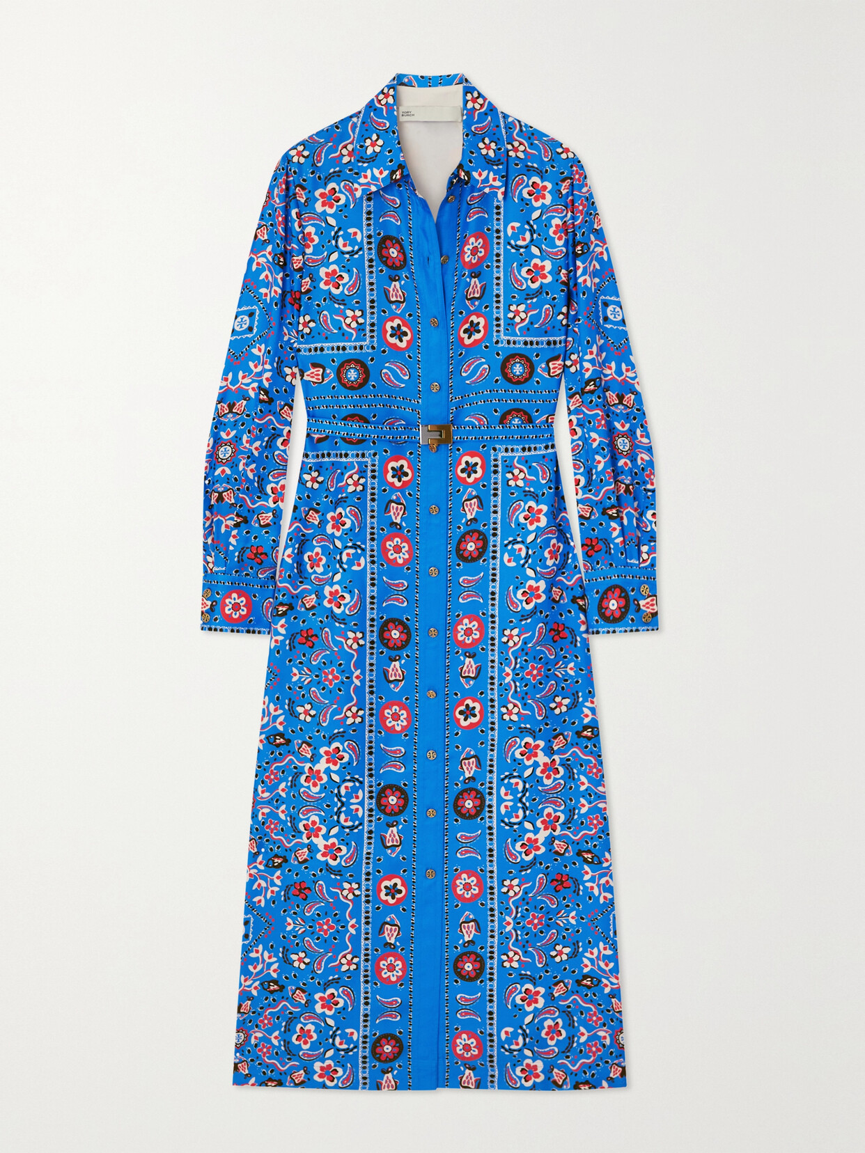 TORY BURCH PRINTED SILK-TWILL MIDI SHIRT DRESS