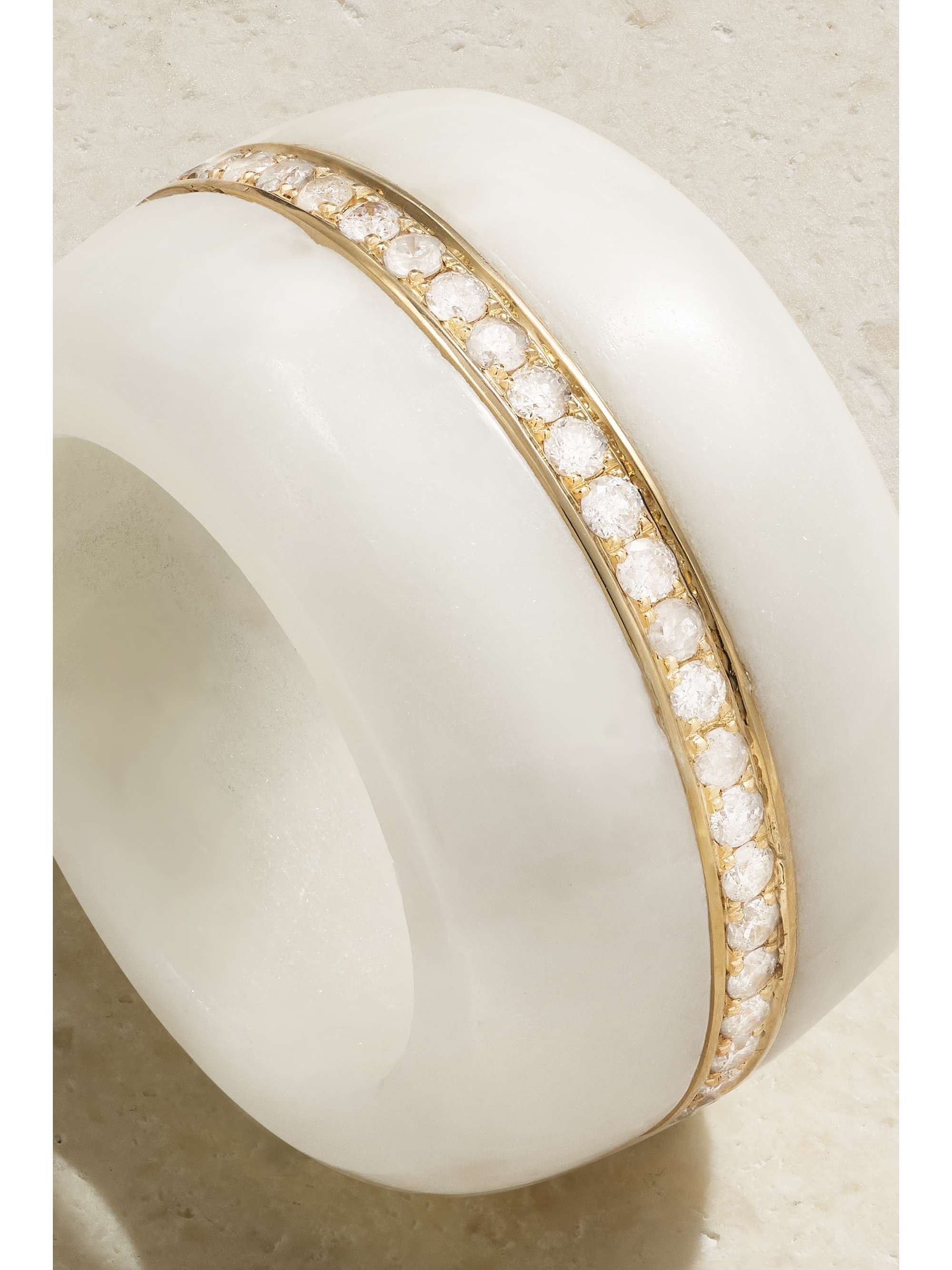 BY PARIAH 14-karat gold, marble and diamond ring