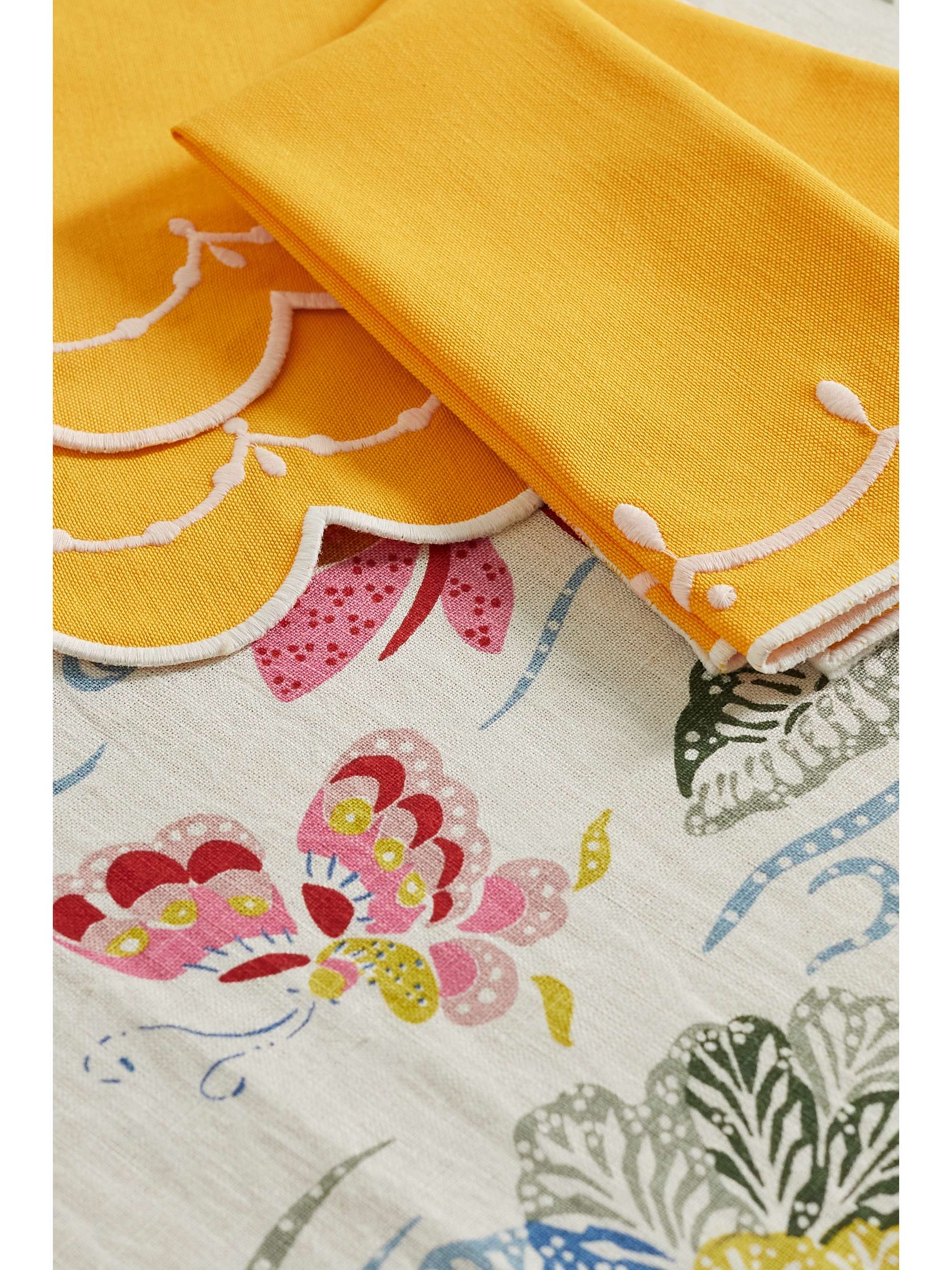 MAISON MARGAUX Peony printed linen tablecloth and set of four embroidered napkins and placemats