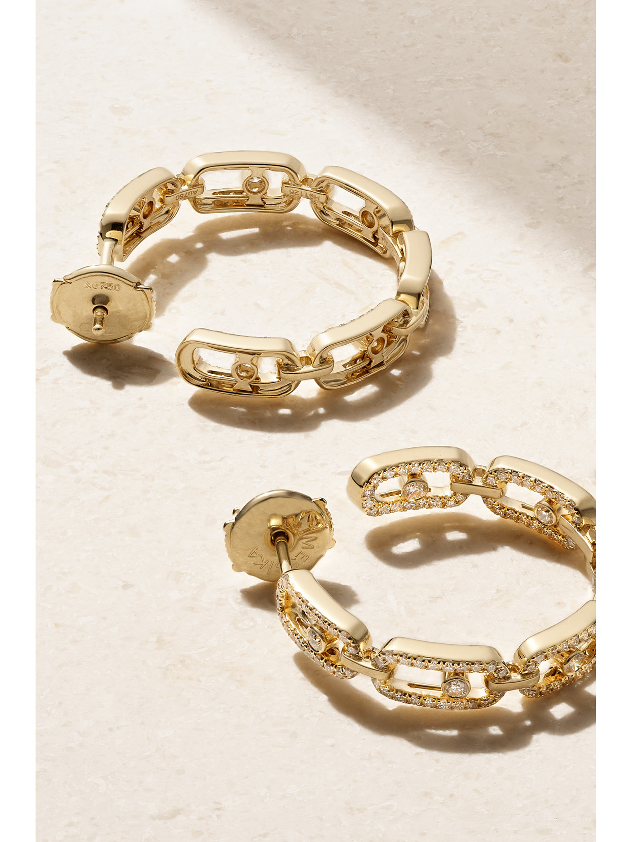 Shop Messika Small Move Link 18-karat Gold Diamond Hoop Earrings