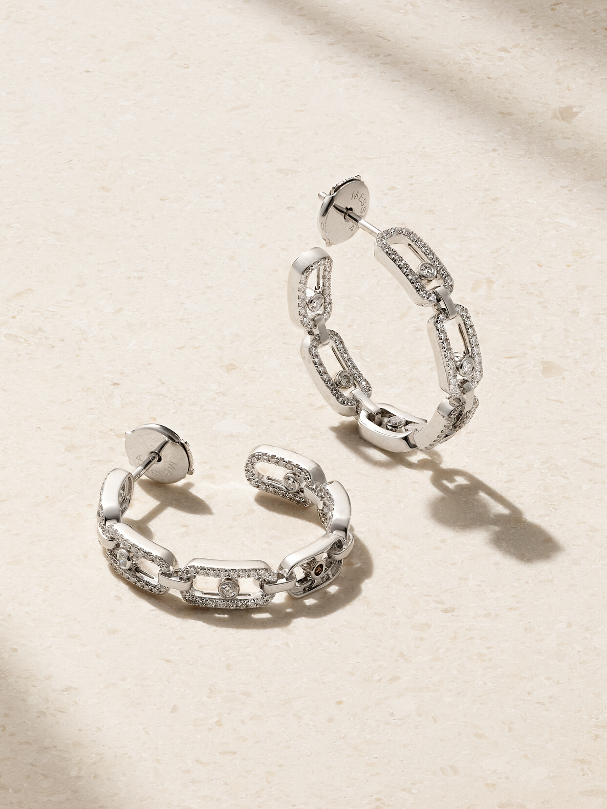 Messika - Small Move Link 18-karat White Gold Diamond Hoop Earrings - One size