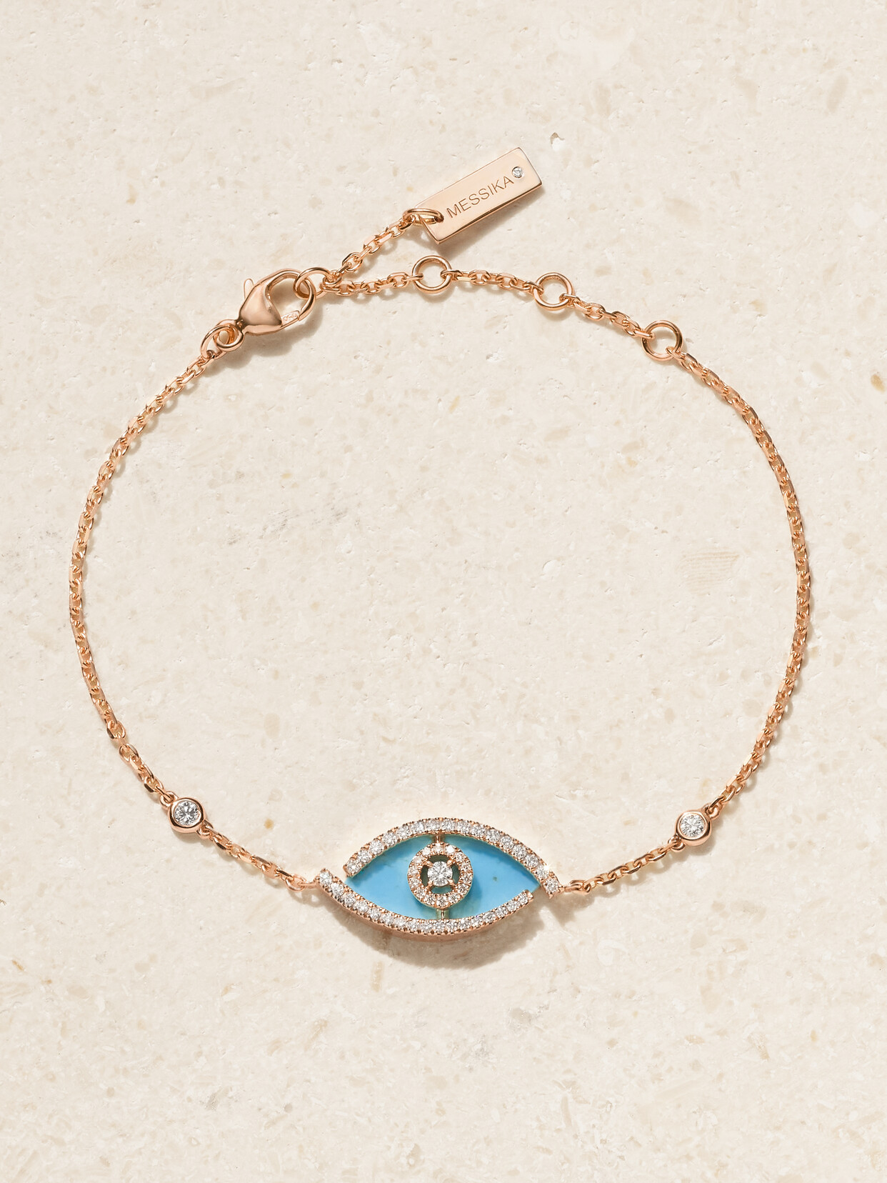 Messika Lucky Eye 18-karat Rose Gold, Turquoise And Diamond Bracelet