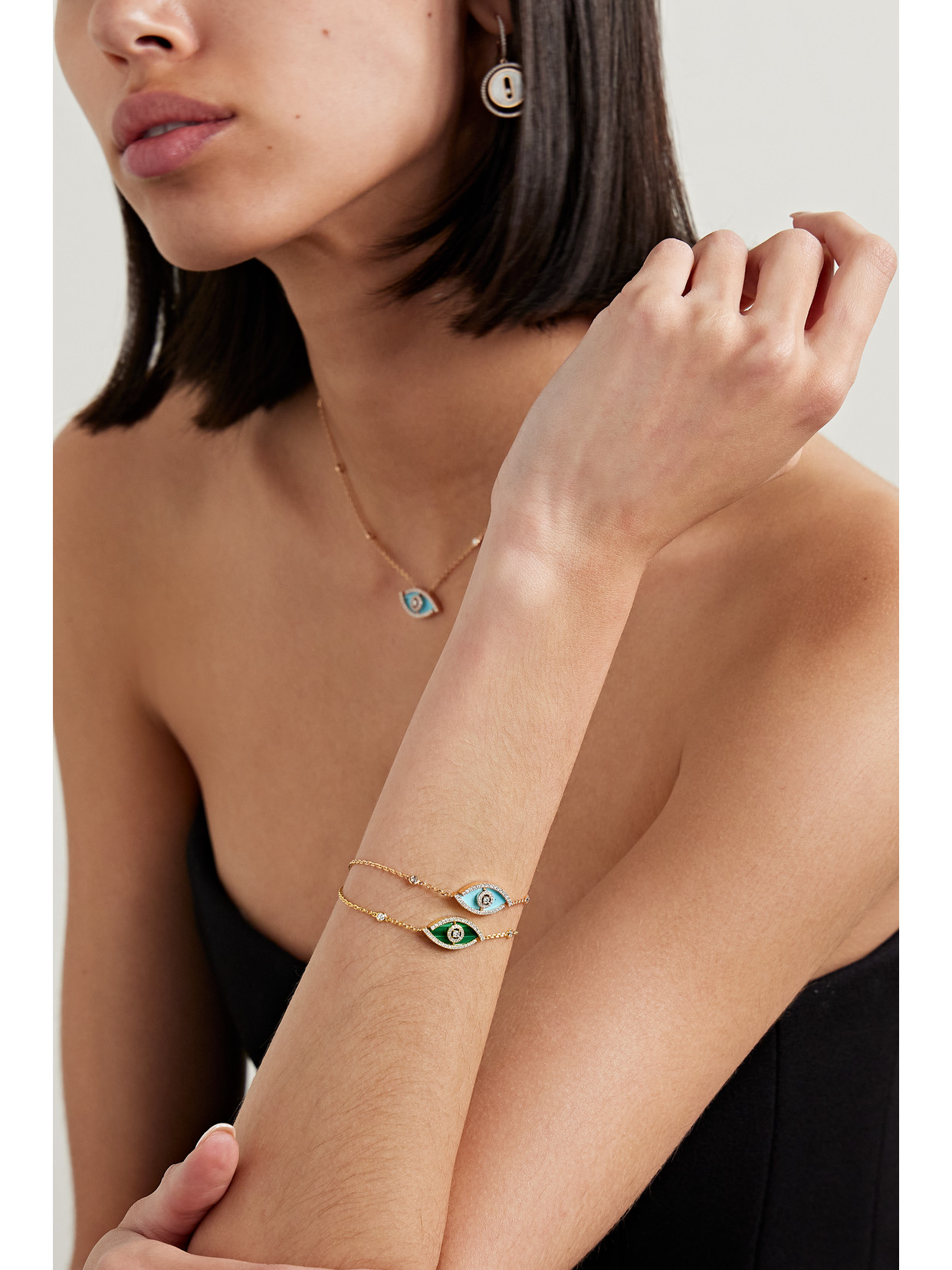 Shop Messika Lucky Eye 18-karat Gold, Malachite And Diamond Bracelet