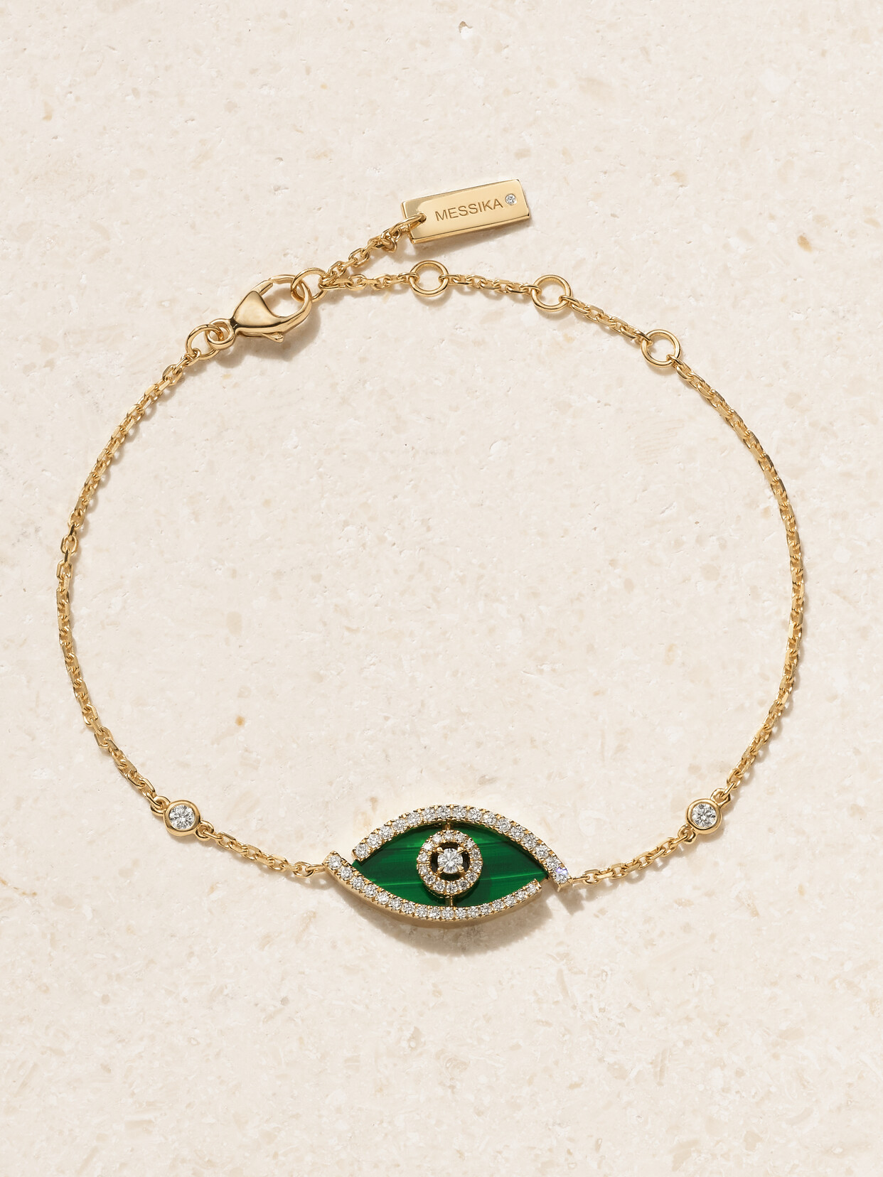 Messika Lucky Eye 18-karat Gold, Malachite And Diamond Bracelet