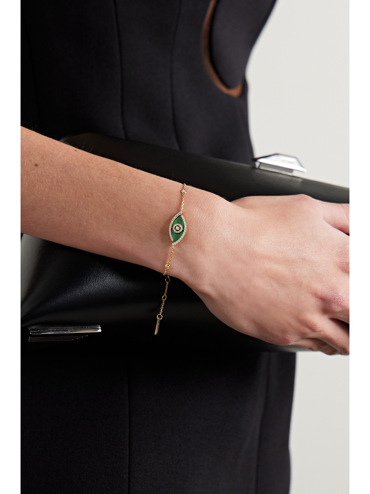 Shop Messika Lucky Eye 18-karat Gold, Malachite And Diamond Bracelet