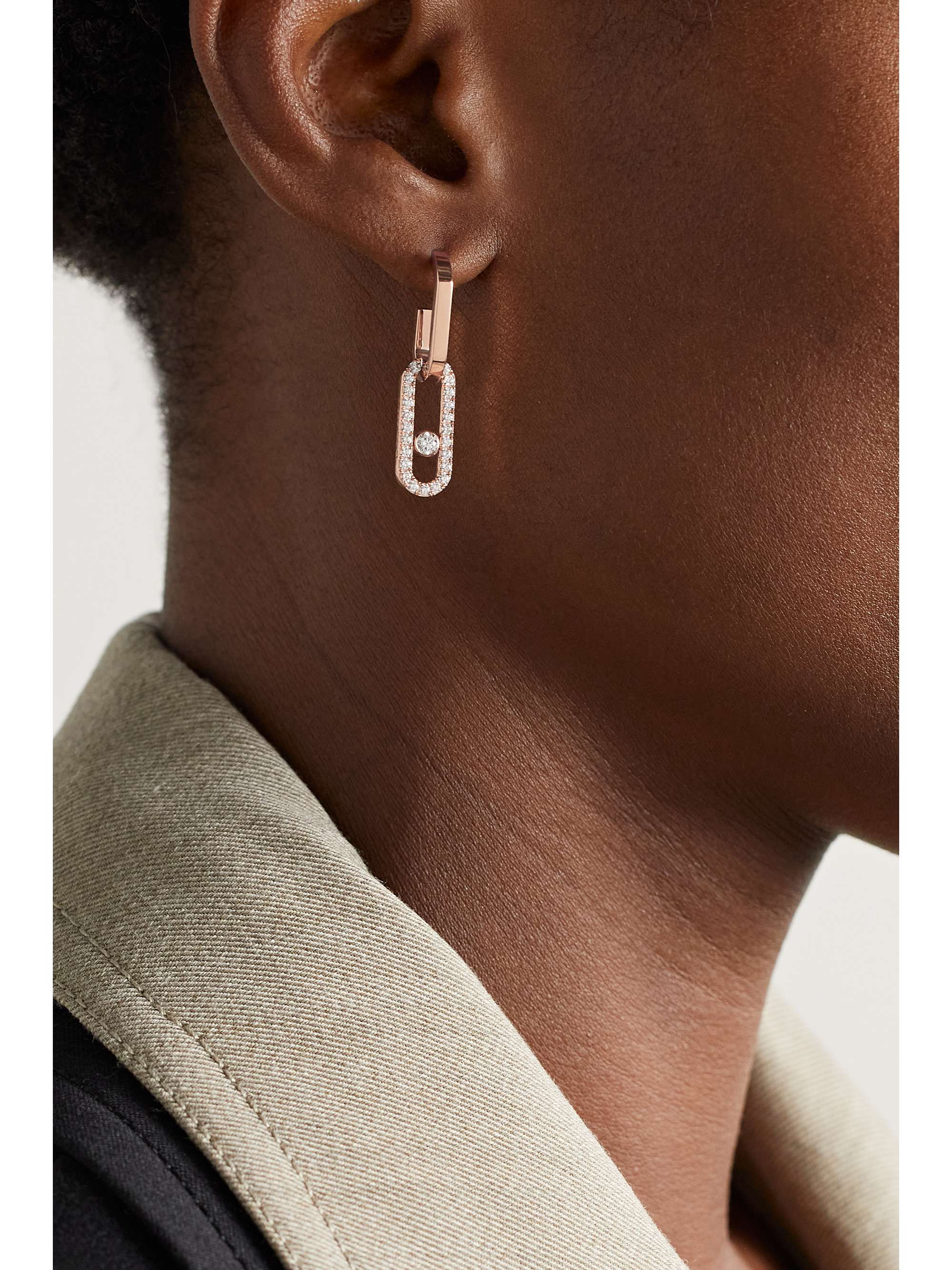 Move Link 18 karat rose gold diamond earrings gold One Size