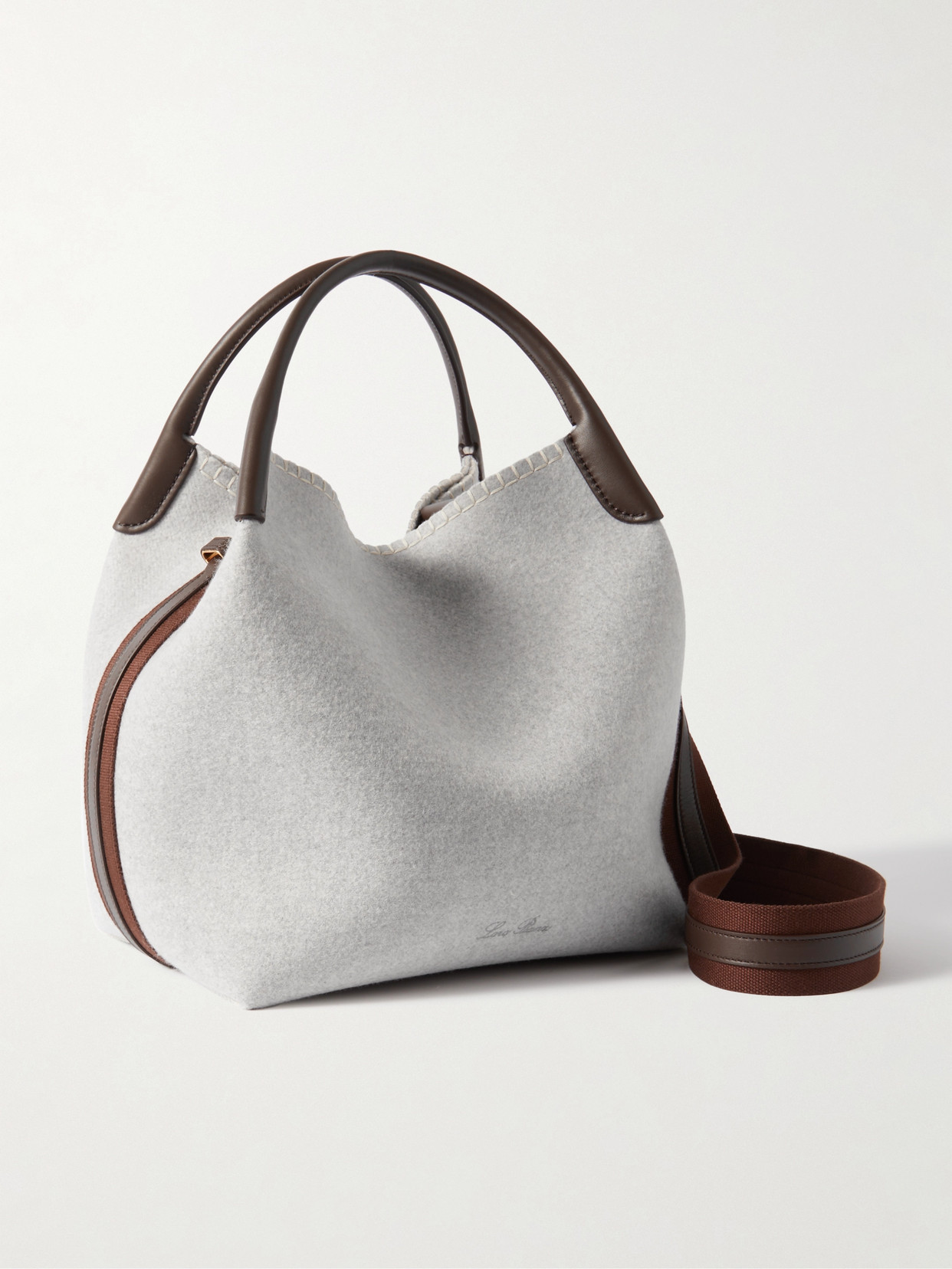 Loro Piana Bale Large Leather-trimmed Cashmere-felt Bucket Bag