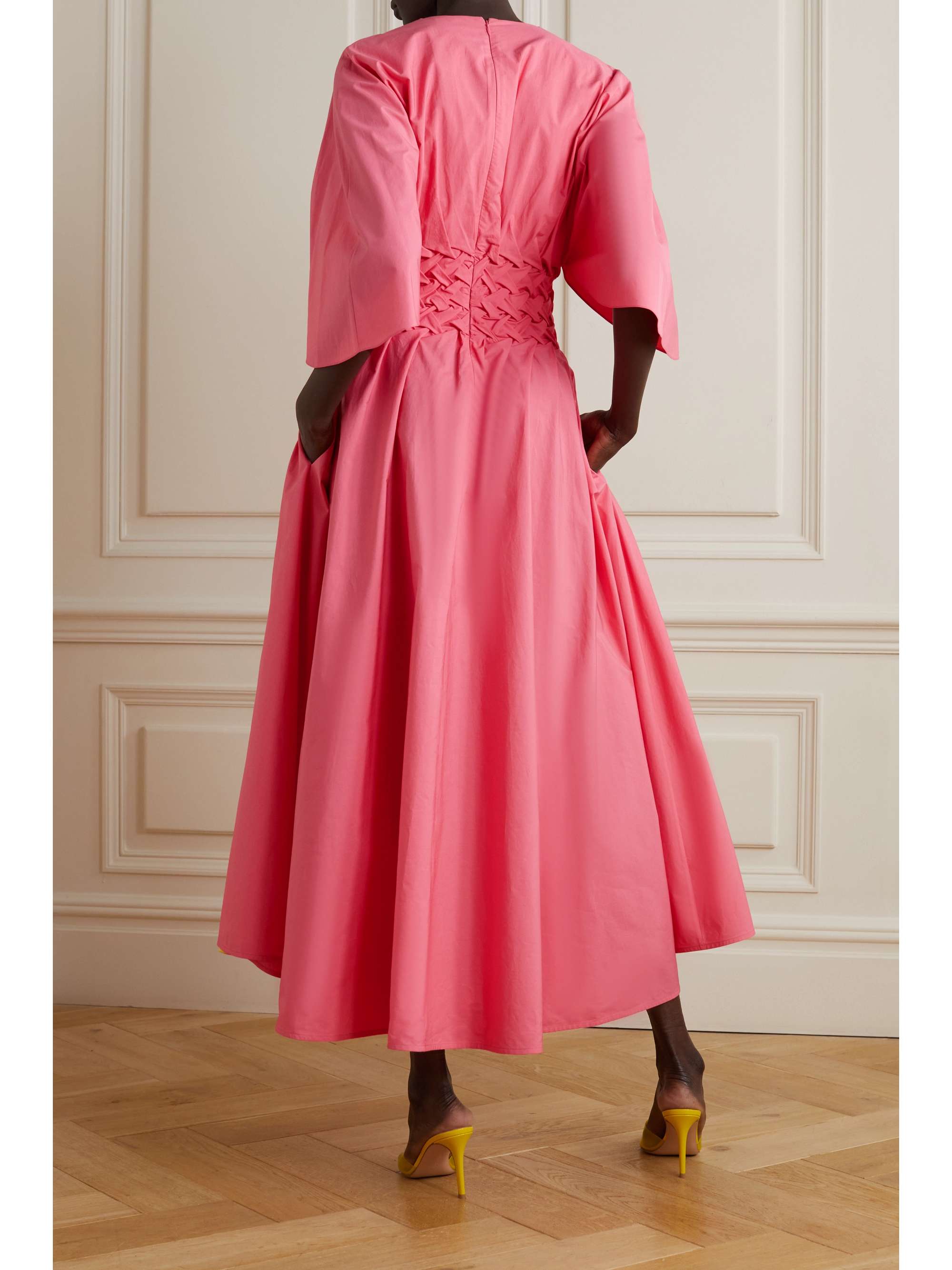 ROKSANDA Esti gathered pleated cotton-poplin midi dress