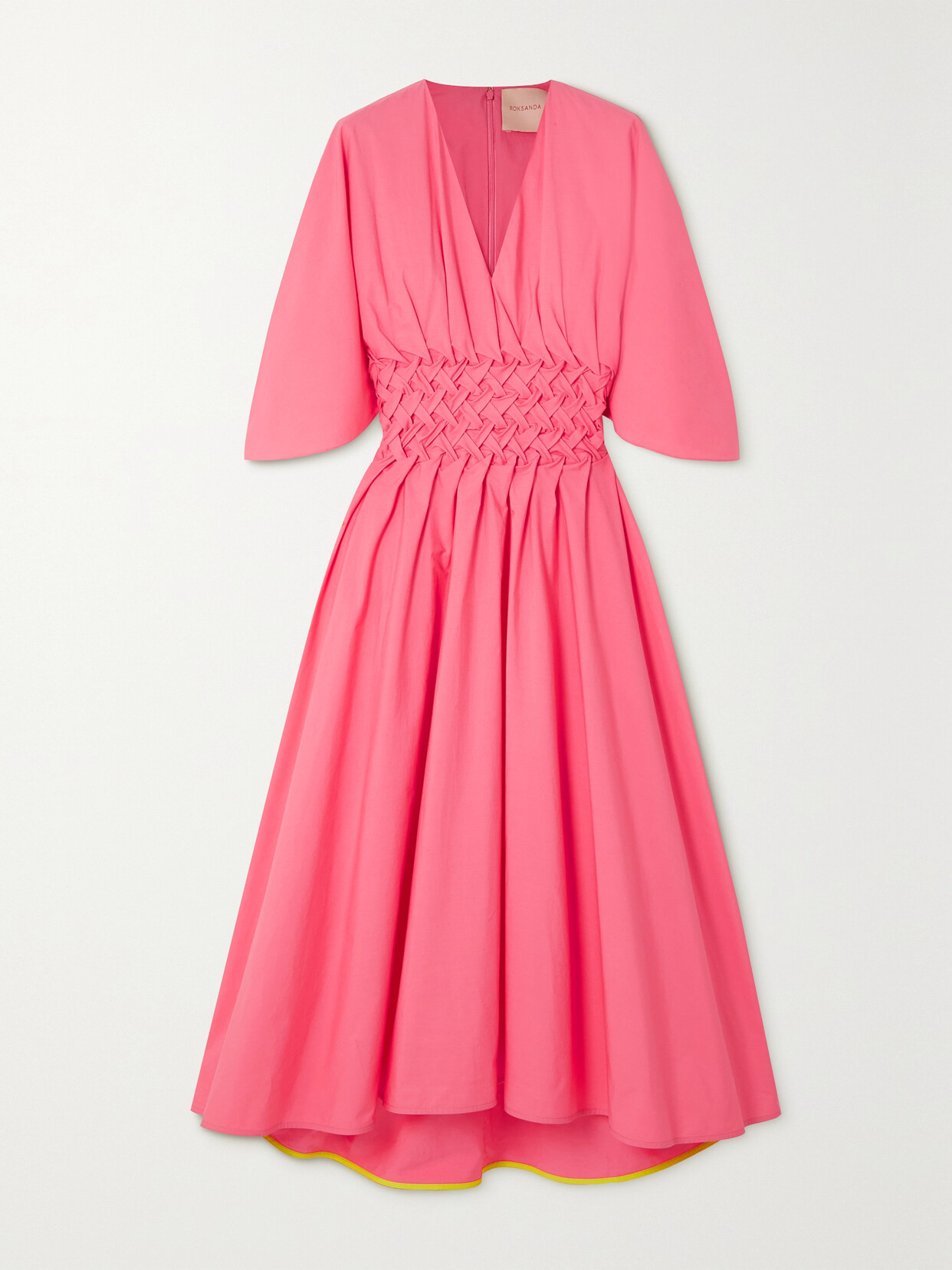 Roksanda - Esti Gathered Pleated Cotton-poplin Midi Dress - Pink