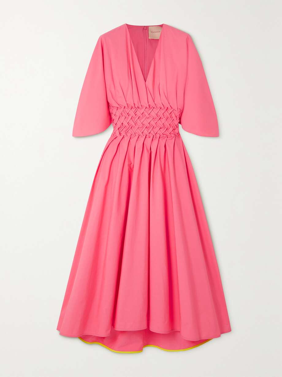 net-a-porter.com | Esti gathered pleated cotton-poplin midi dress