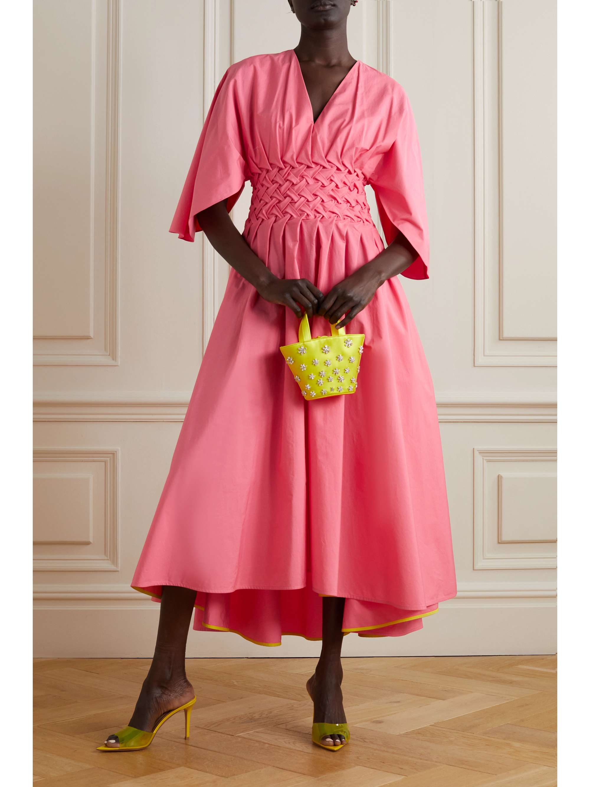 ROKSANDA Esti gathered pleated cotton-poplin midi dress