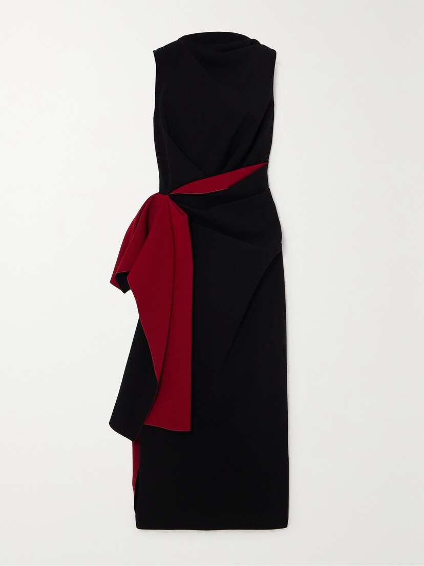 Roksanda Calatrava Draped Two-tone Crepe Midi Dress - UK 16