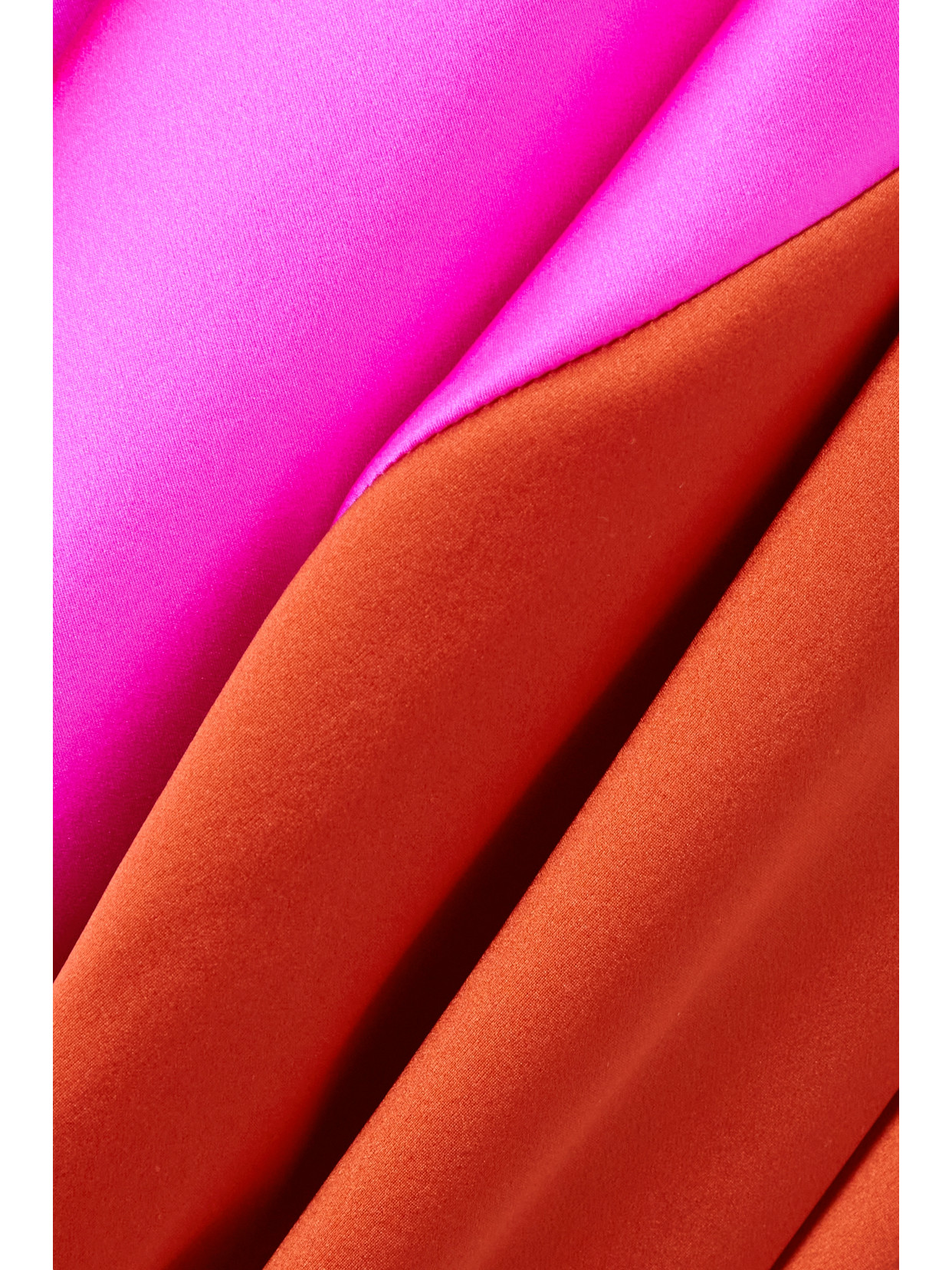 Kobi Asymmetric Draped Pleated Two-Tone Silk-Satin Maxi
