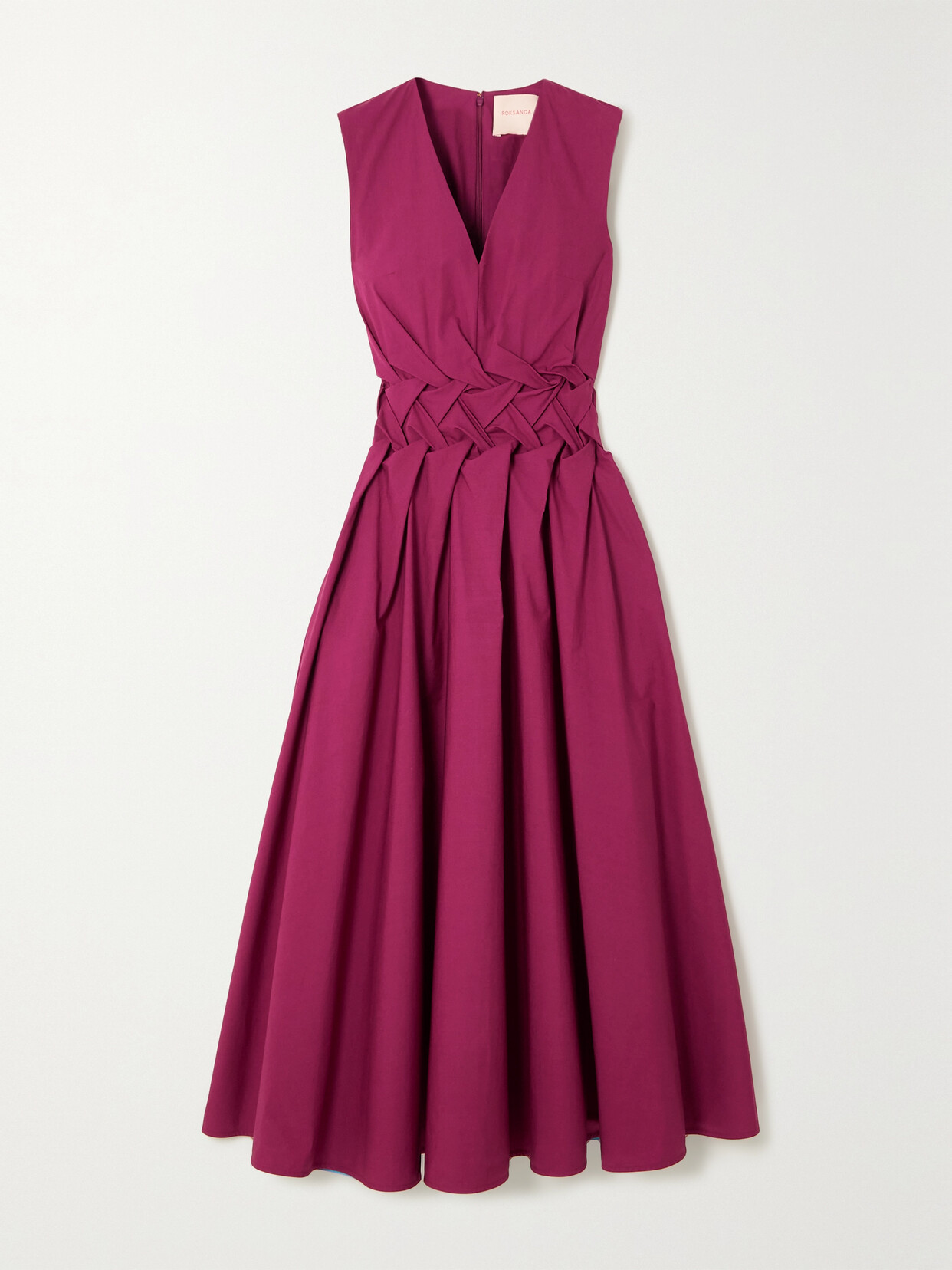 Roksanda - Eifal Gathered Cotton-poplin Midi Dress - Burgundy