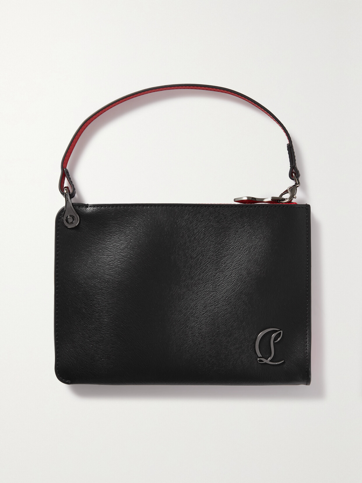 Christian Louboutin Loubi54 Textured-leather Pouch In Black