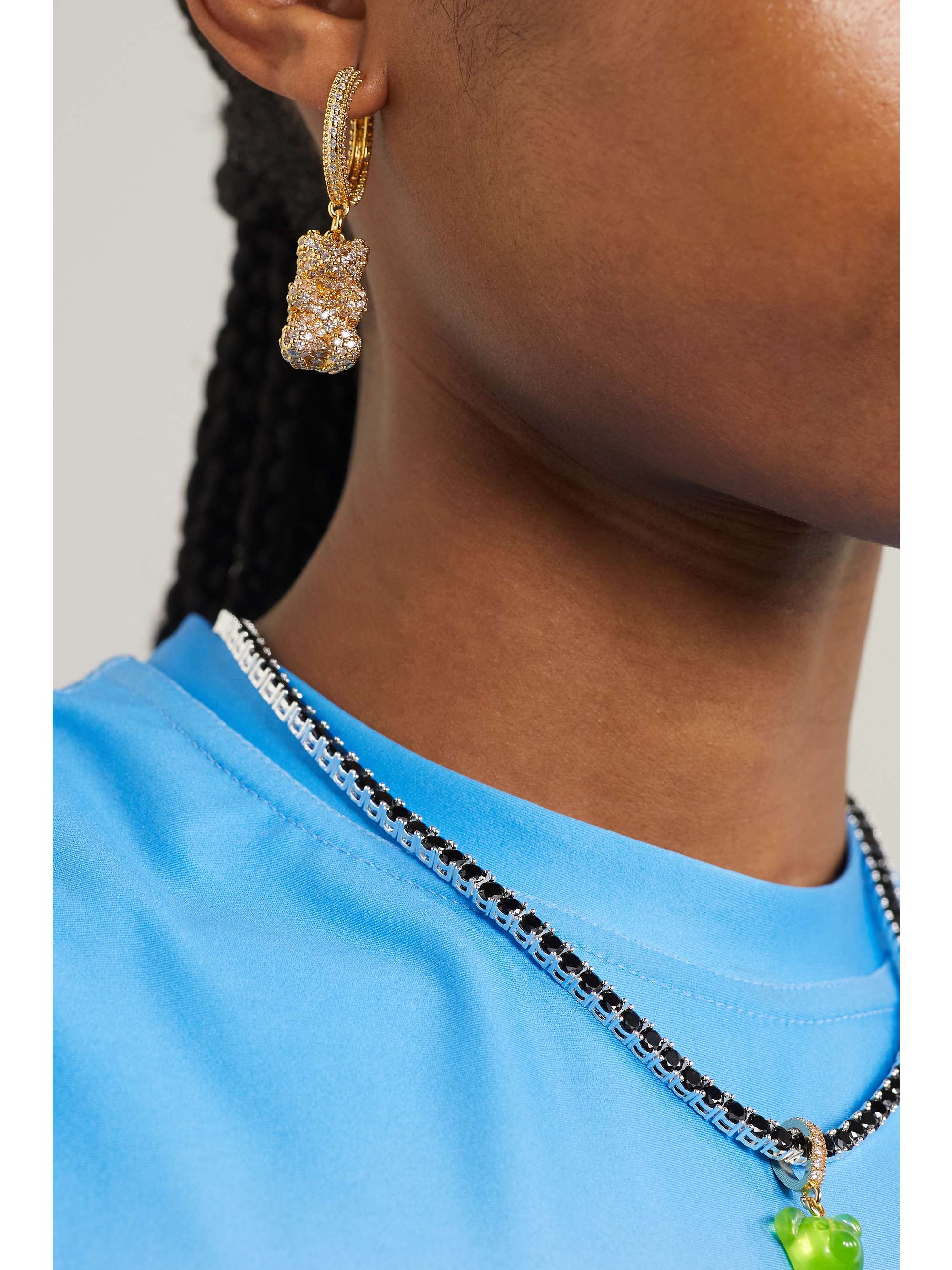 CRYSTAL HAZE JEWELRY ゴールドメッキ キュービックジルコニア シングルフープピアス
