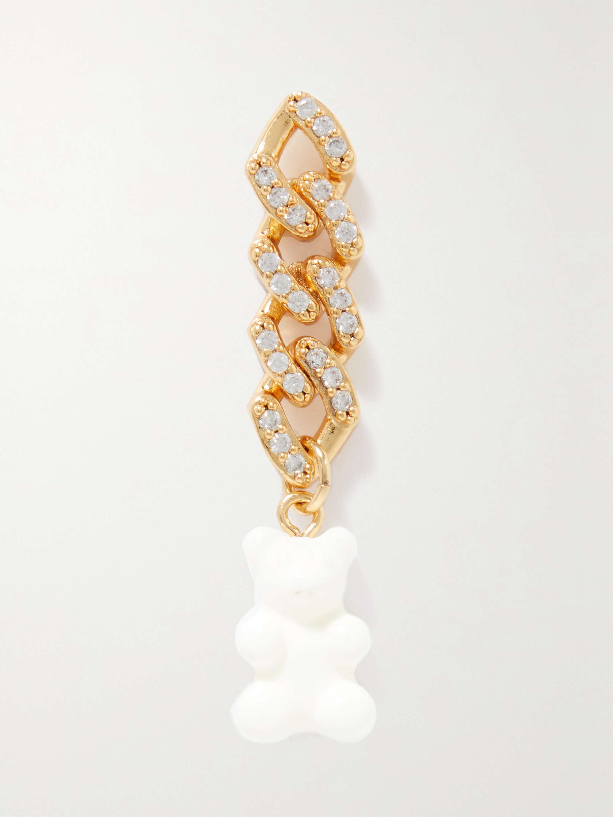 CRYSTAL HAZE JEWELRY Nostalgia Bear gold-plated, resin and cubic zirconia  single earring | NET-A-PORTER