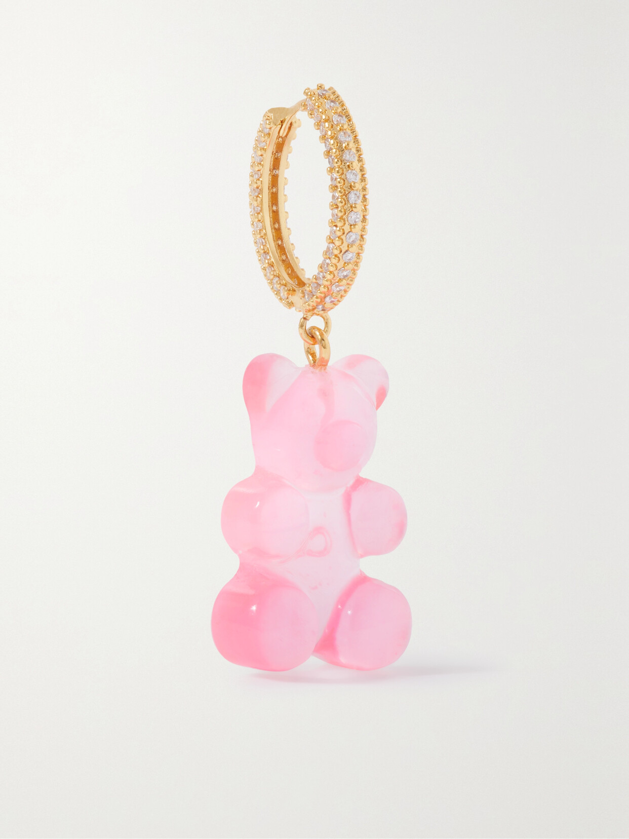 Crystal Haze - Mega Nostalgia Hoop Gold-plated, Resin And Cubic Zirconia Single Hoop Earring - Pink