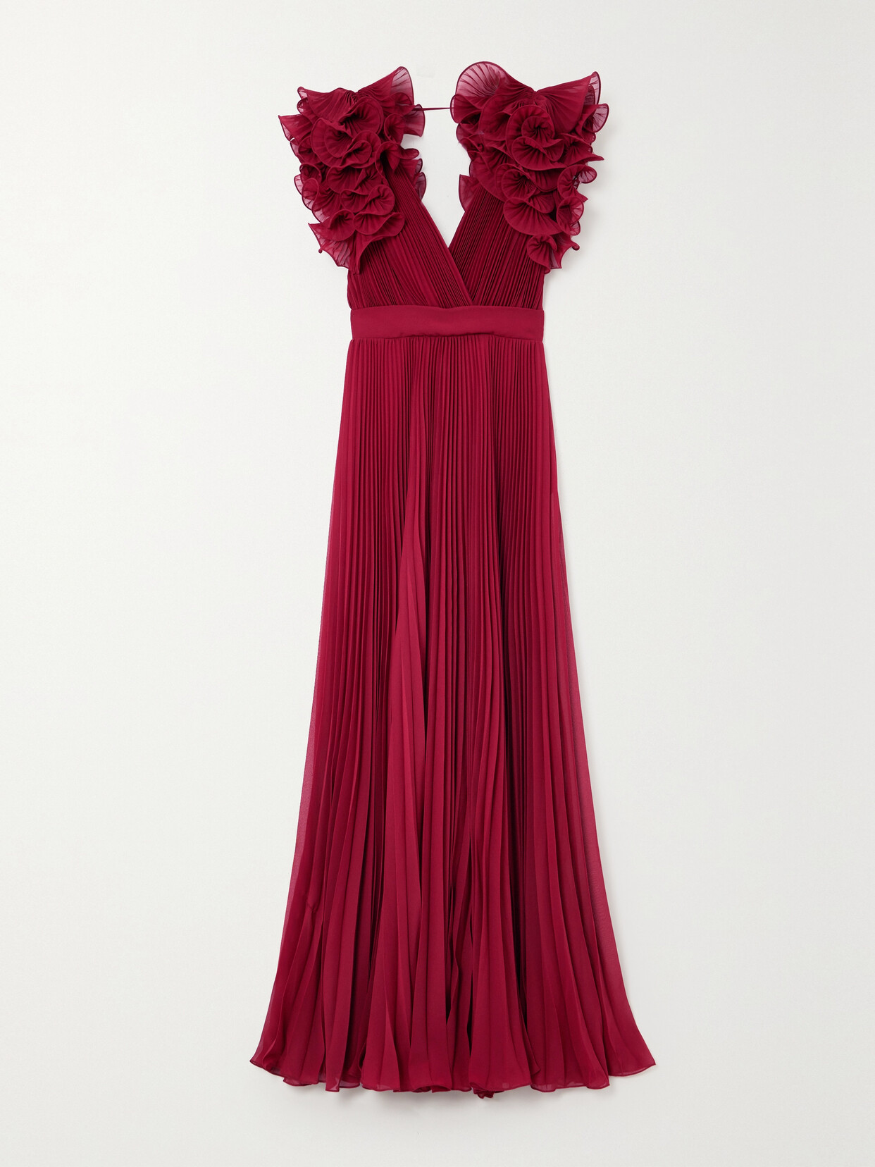 Elie Saab - Open-back Ruffled Plissé-georgette Gown - Red