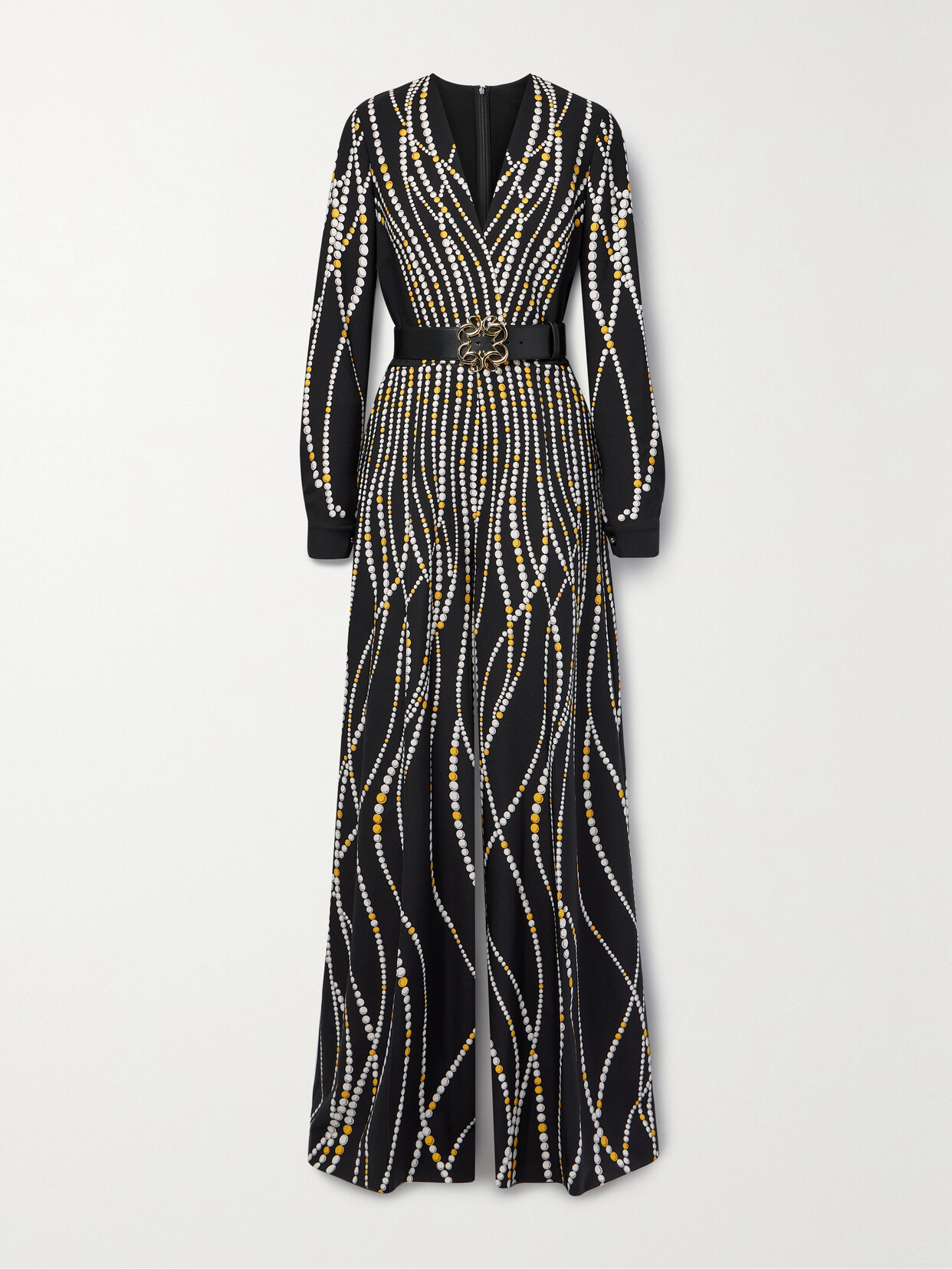 Elie Saab - Belted Printed Cady Jumpsuit - Black