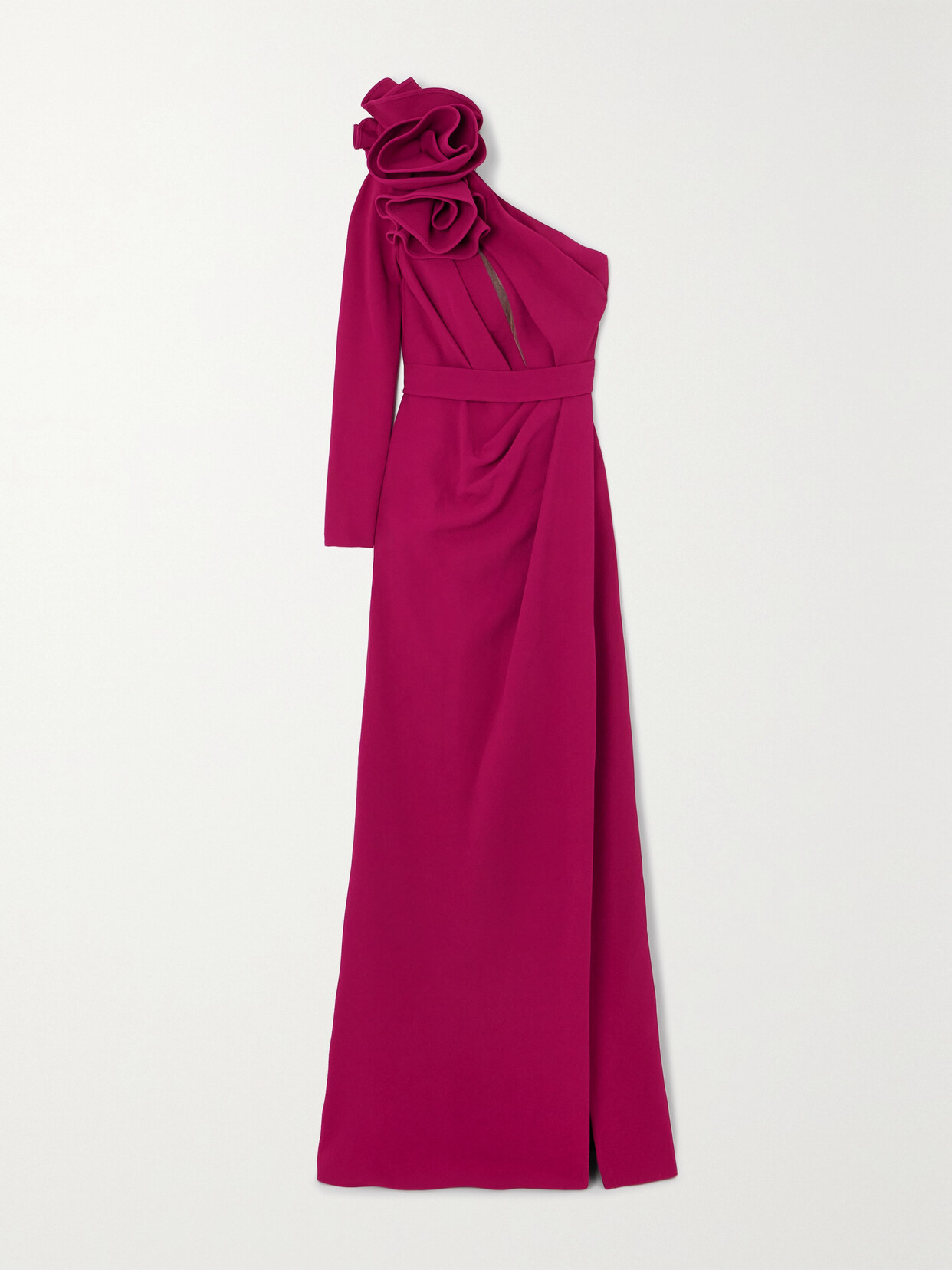 Elie Saab - One-shouler Draped Cady Gown - Red