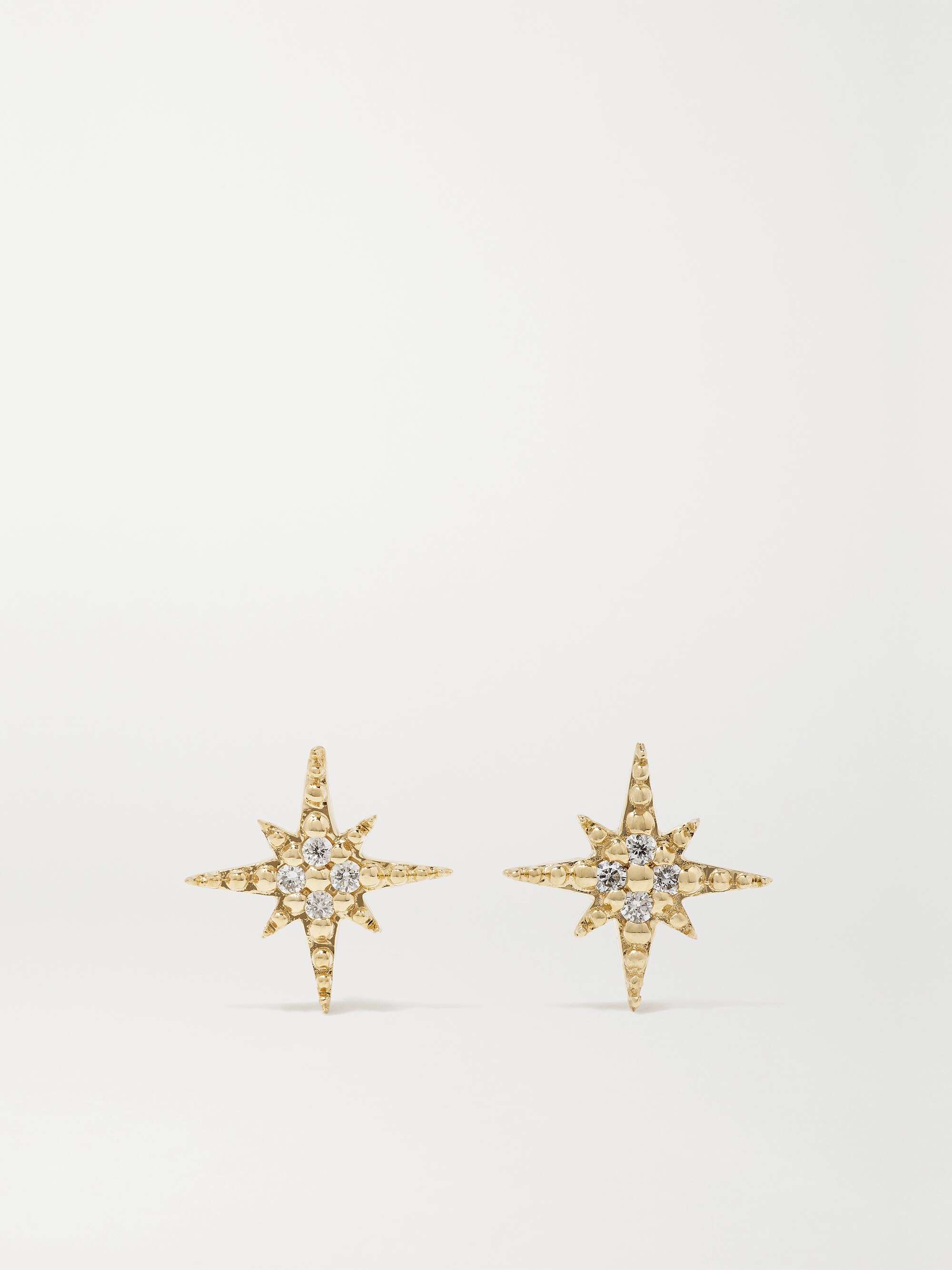 14K Gold Starburst Diamond Earrings 14K Gold