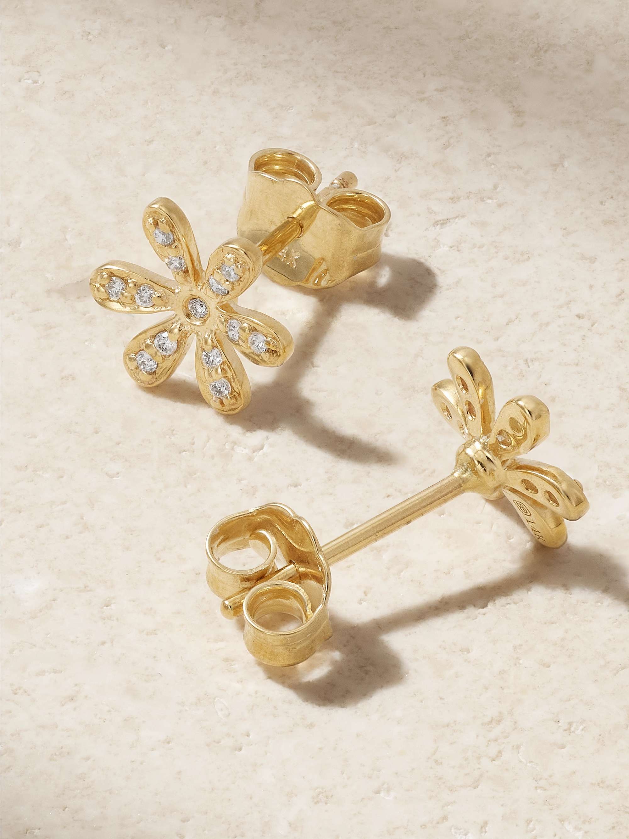 SYDNEY EVAN Baby Daisy 14-karat gold diamond earrings