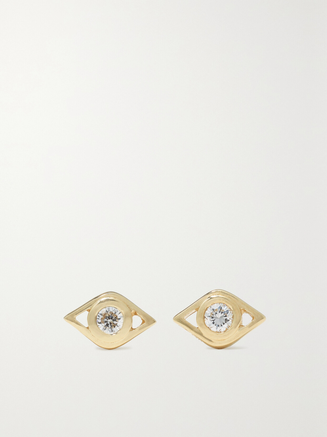 Sydney Evan - Small Evil Eye 14-karat Gold Diamond Earrings - One size