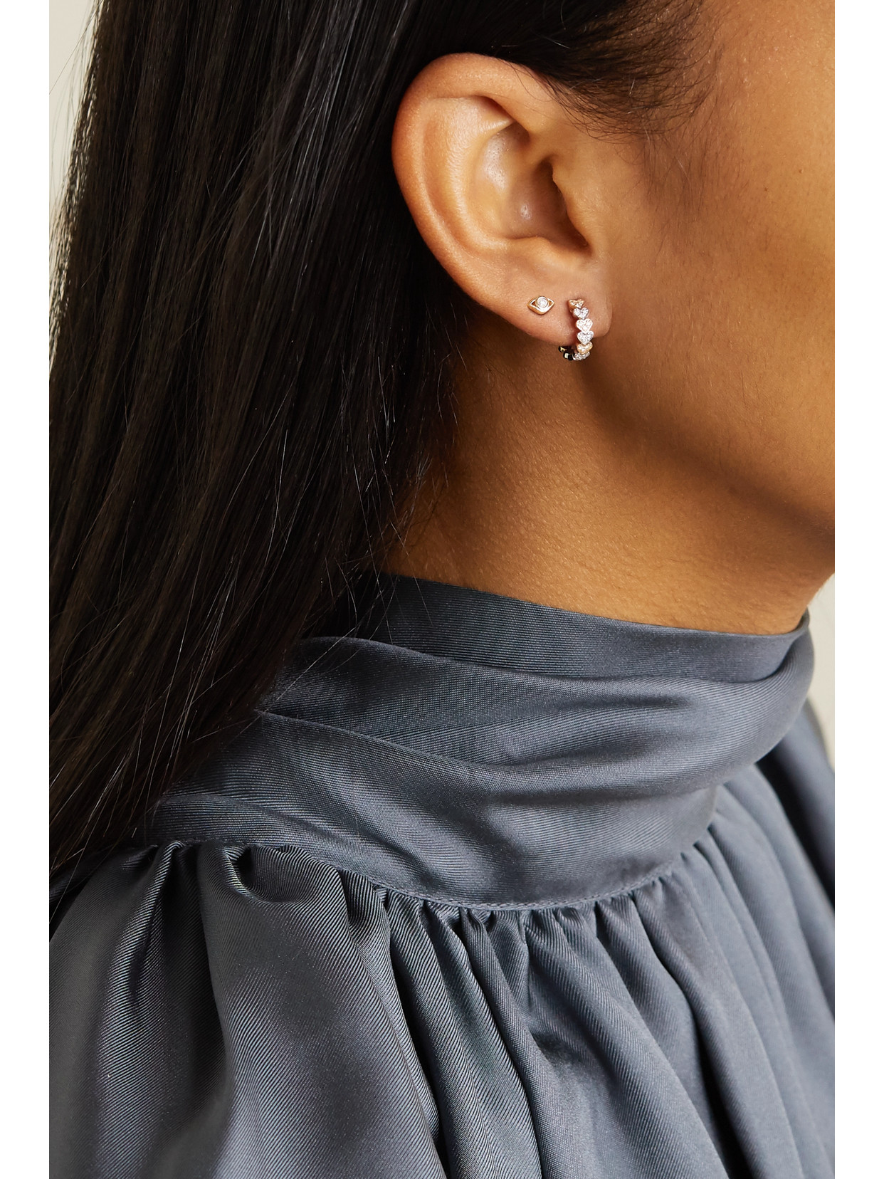 Sydney Evan Small Evil Eye 14-karat Gold Diamond Earrings In Unknown