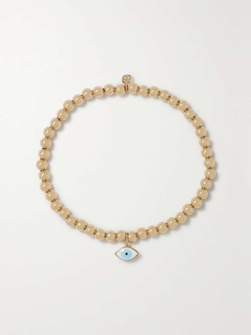 Sydney Evan Evil Eye 14-karat Gold And Enamel Bracelet