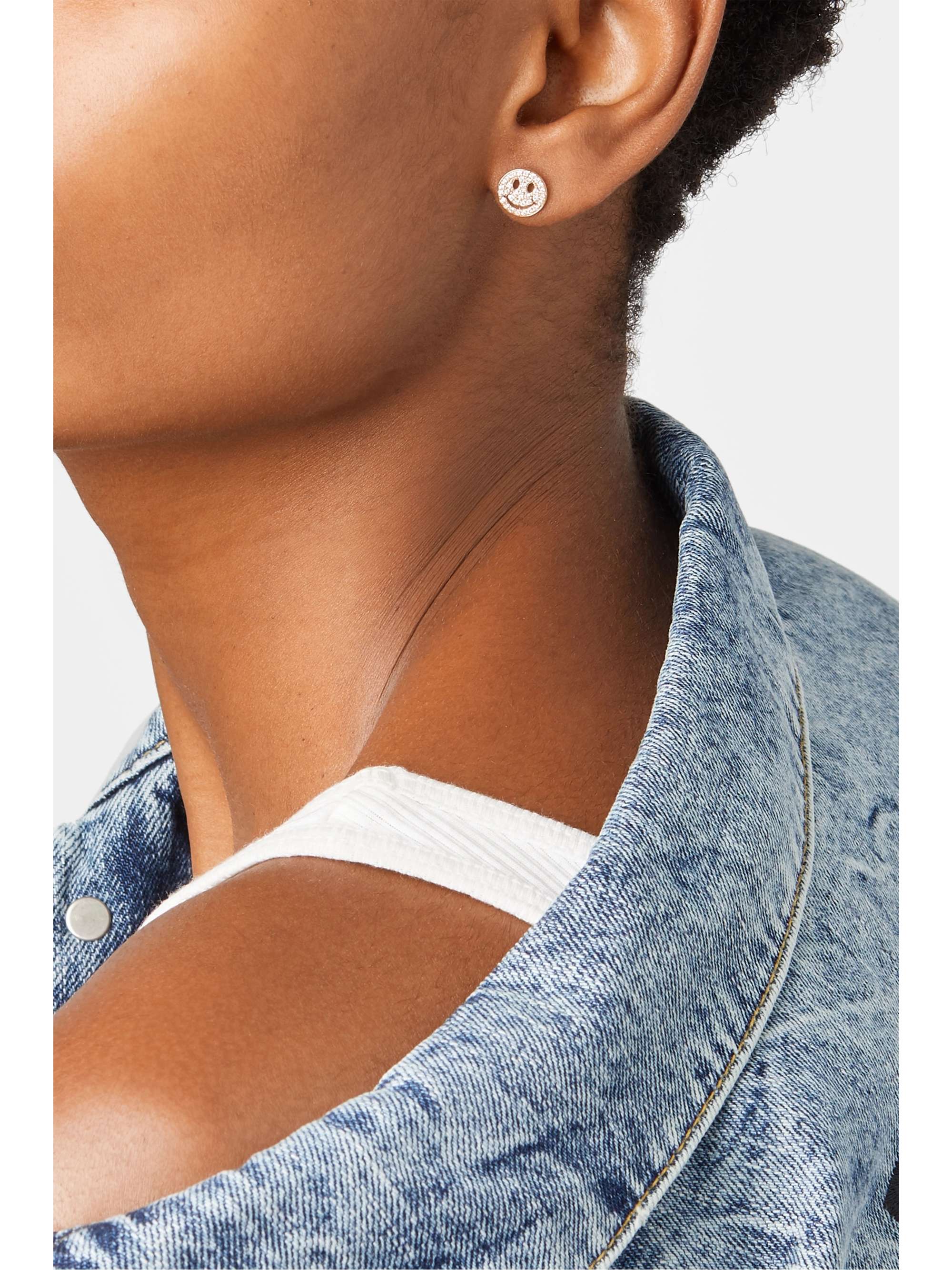 Happy Face 14 karat gold diamond earrings