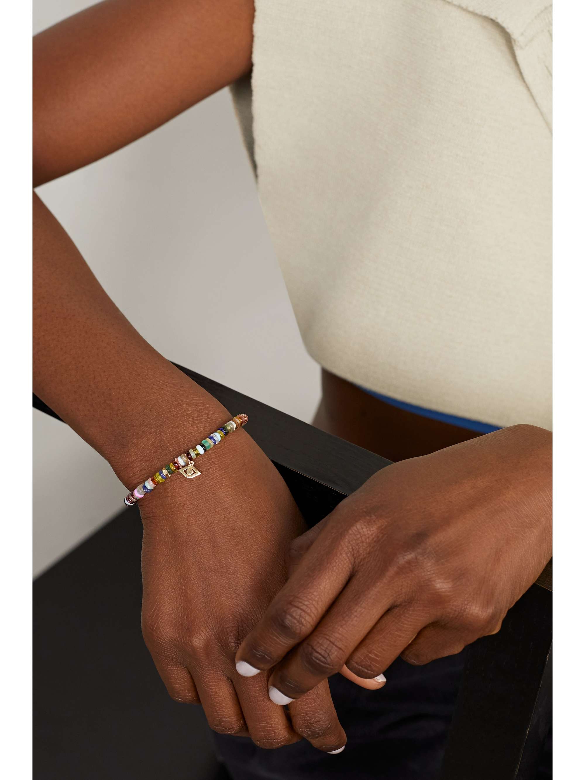 SYDNEY EVAN Evil Eye 14-karat gold opal bracelet