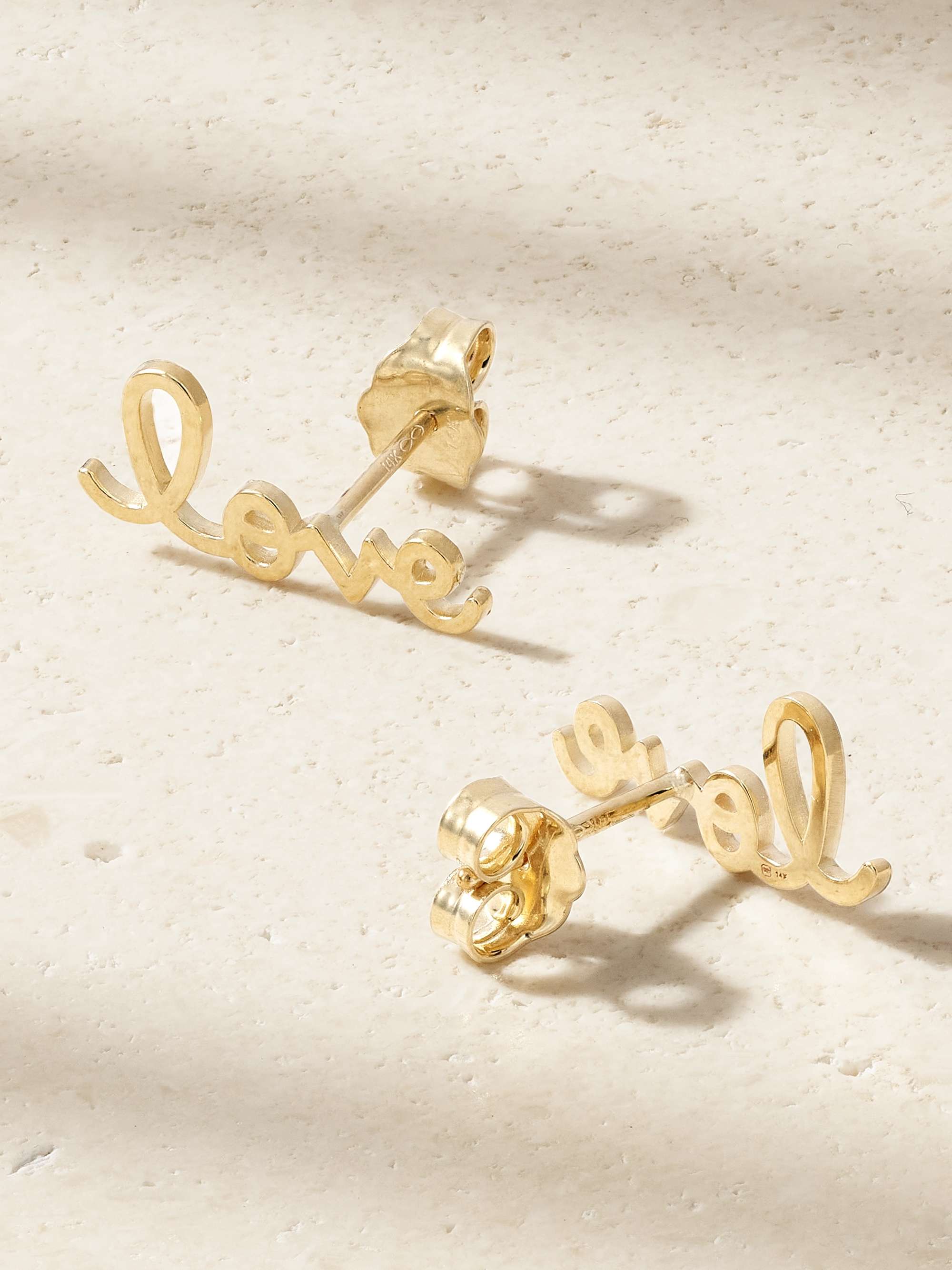 SYDNEY EVAN Tiny Pure Love 14-karat gold earrings