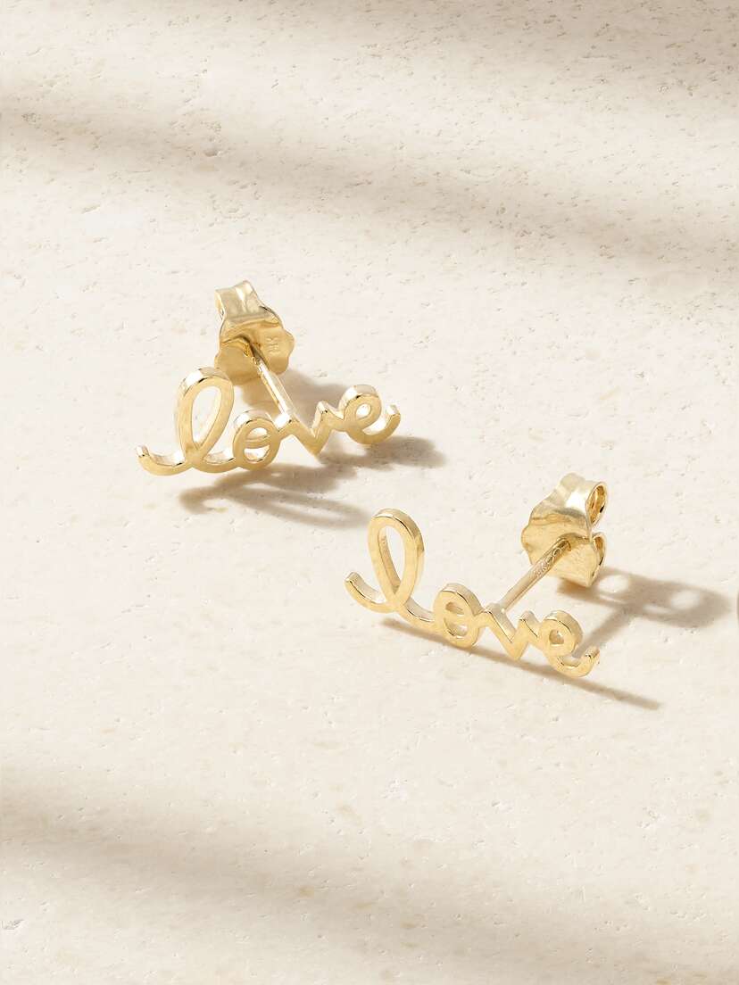 Sydney Evan Tiny Pure Love 14-karat Gold Earrings