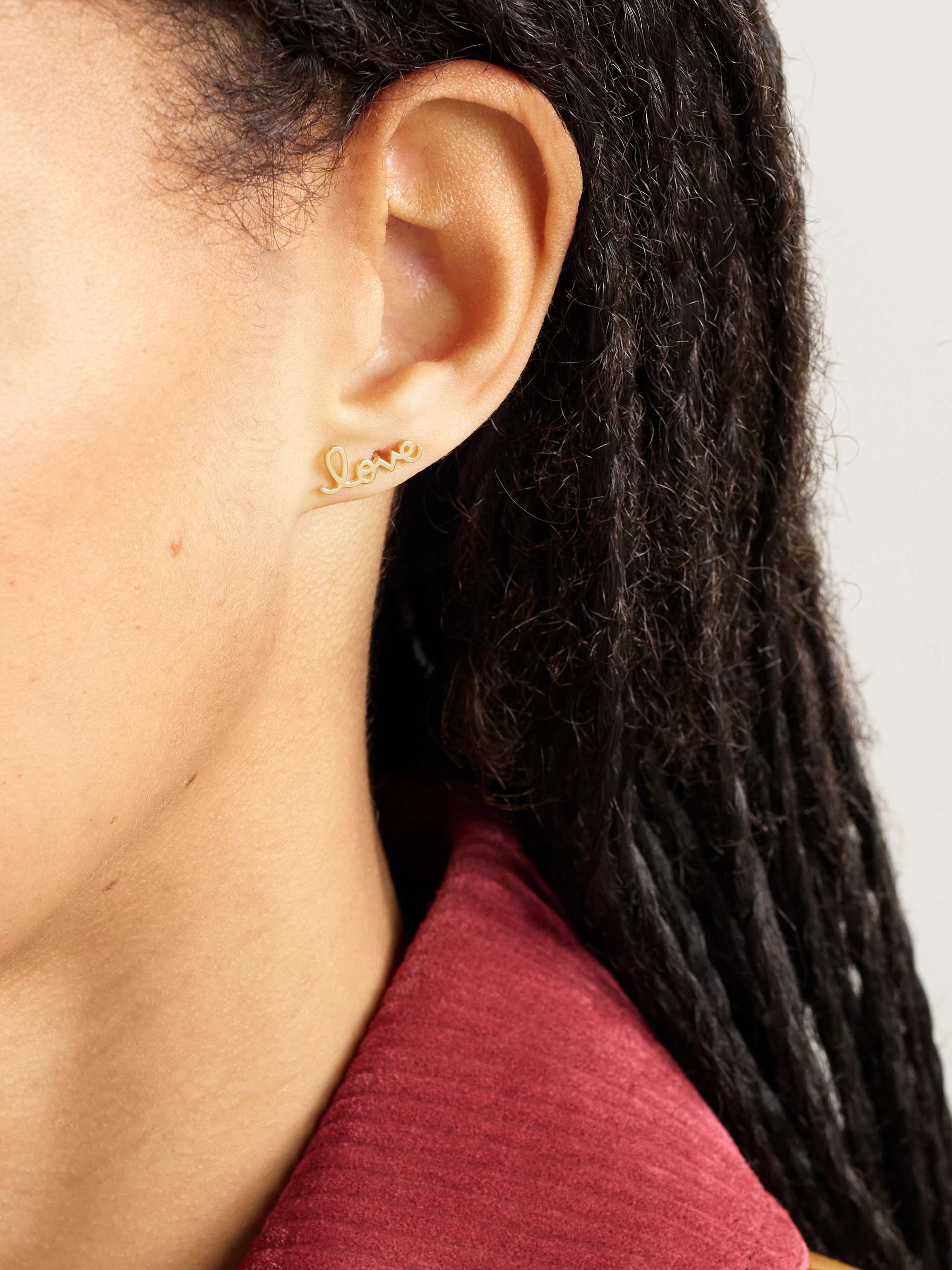 SYDNEY EVAN Tiny Pure Love 14-karat gold earrings